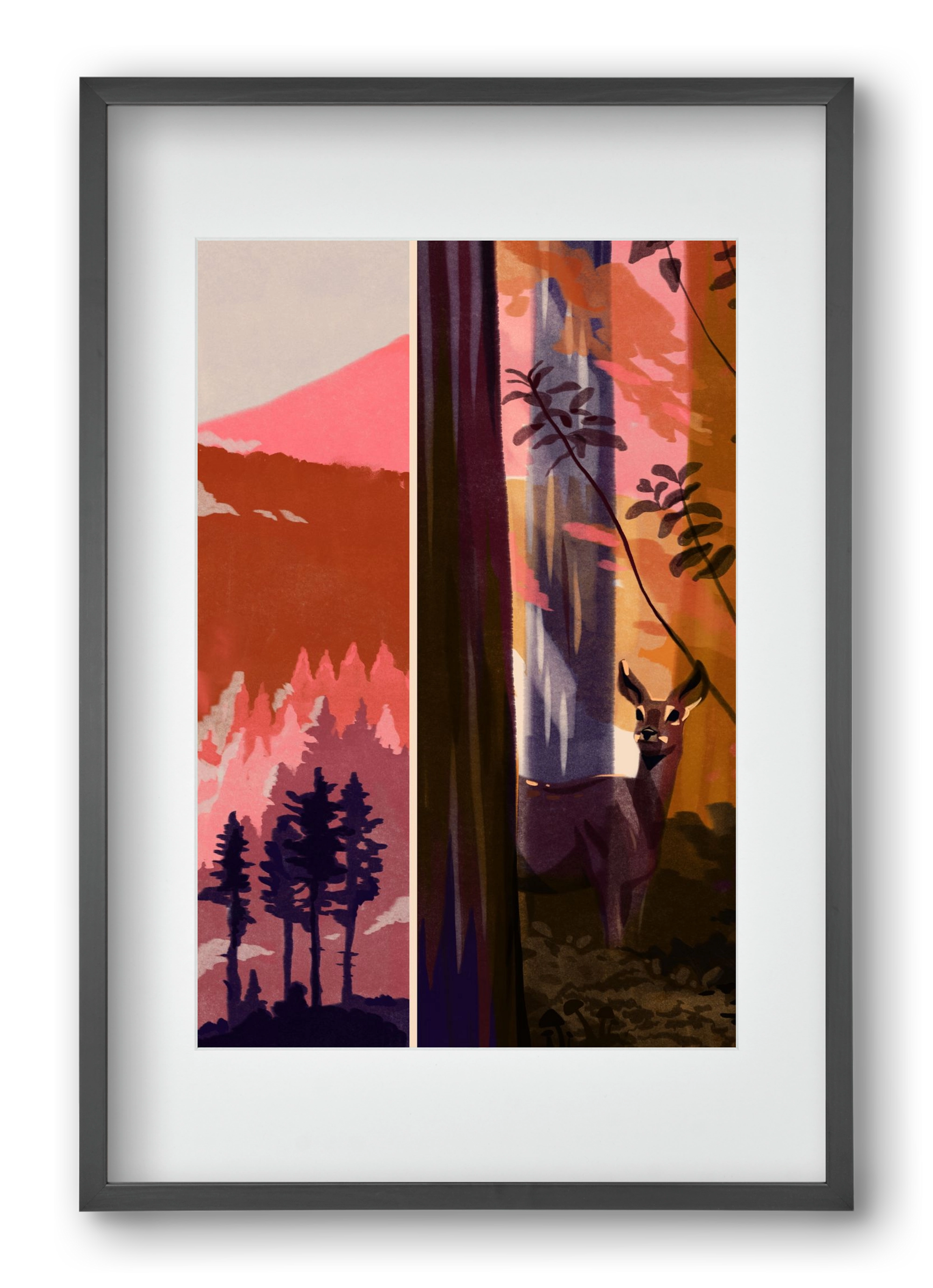 Forest, 40x60 cm (30x45 cm), Fekete keret, paszpartuval