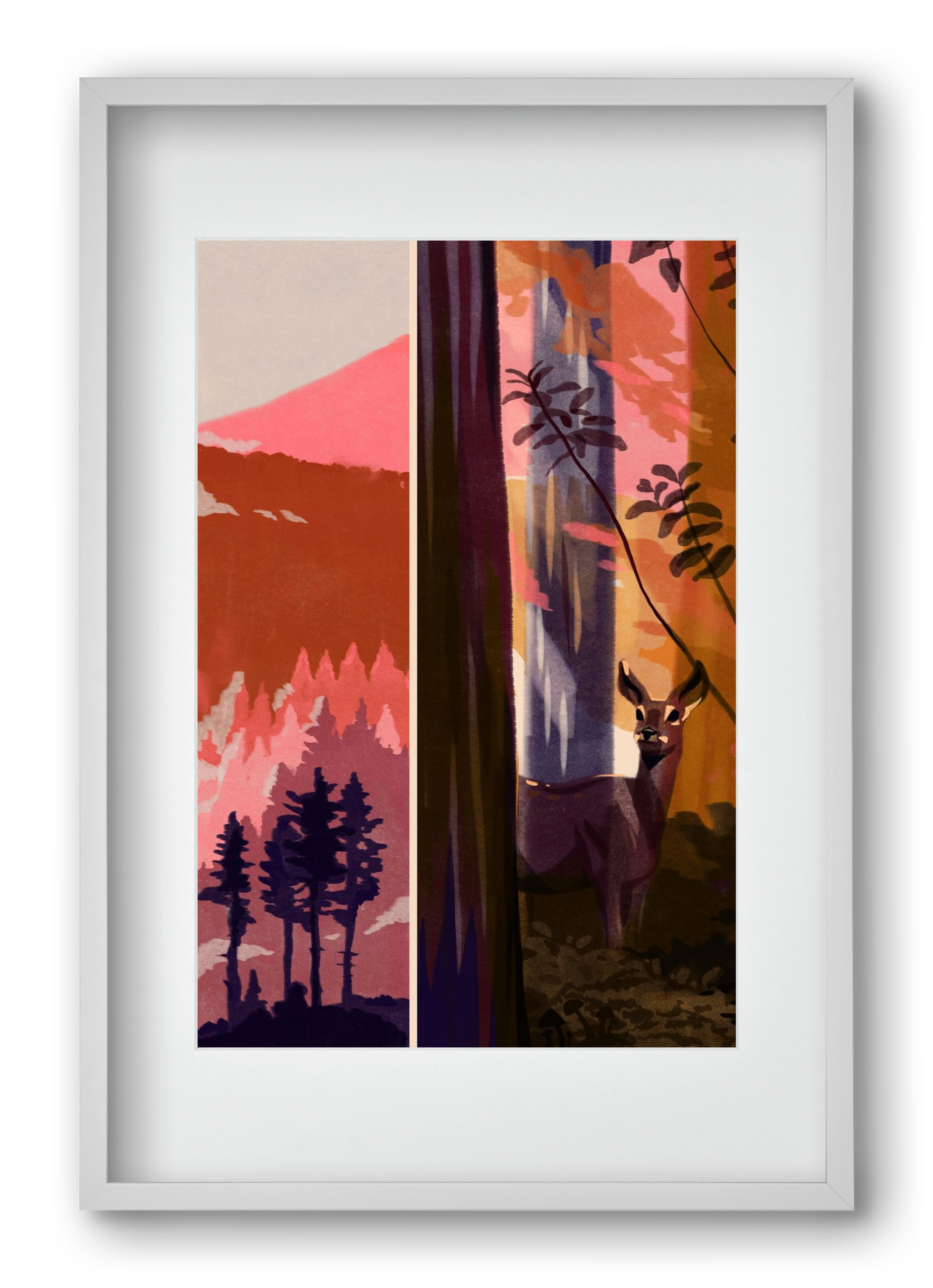 Forest, 40x60 cm (30x45 cm), Fehér keret, paszpartuval