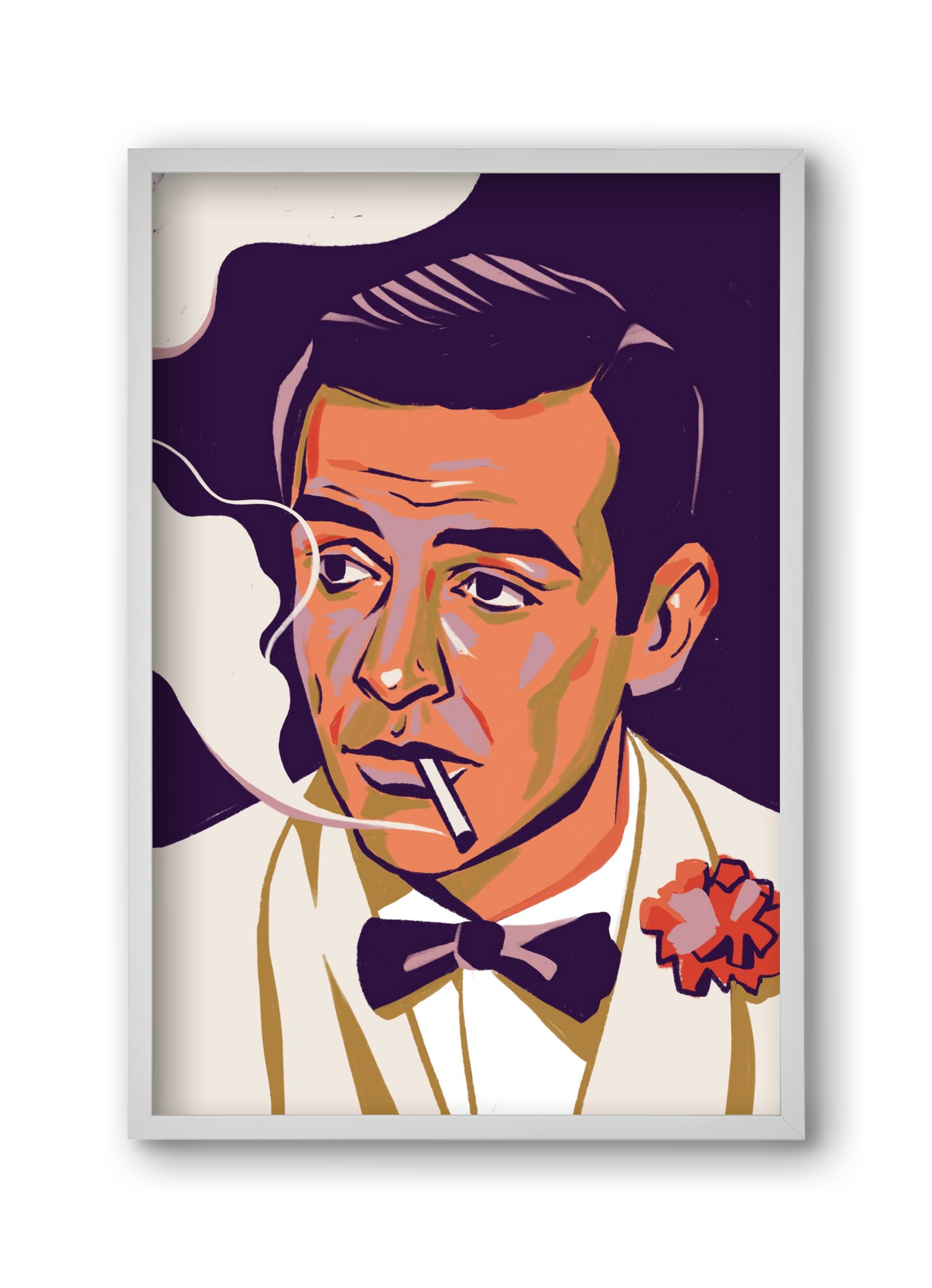 Sean Connery, 30x45 cm (30x45 cm), Fehér keret