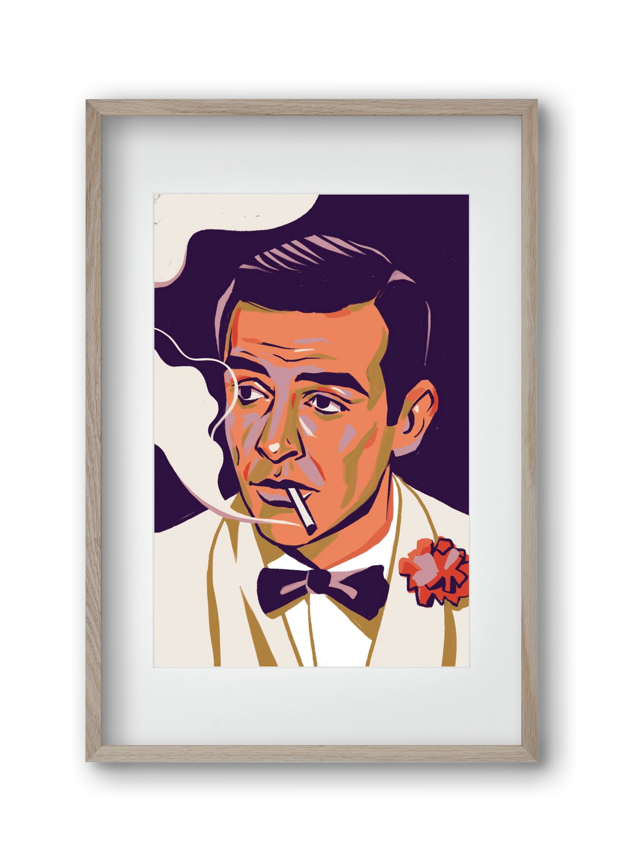 Sean Connery, 30x45 cm (20x30 cm), Tölgy keret, paszpartuval