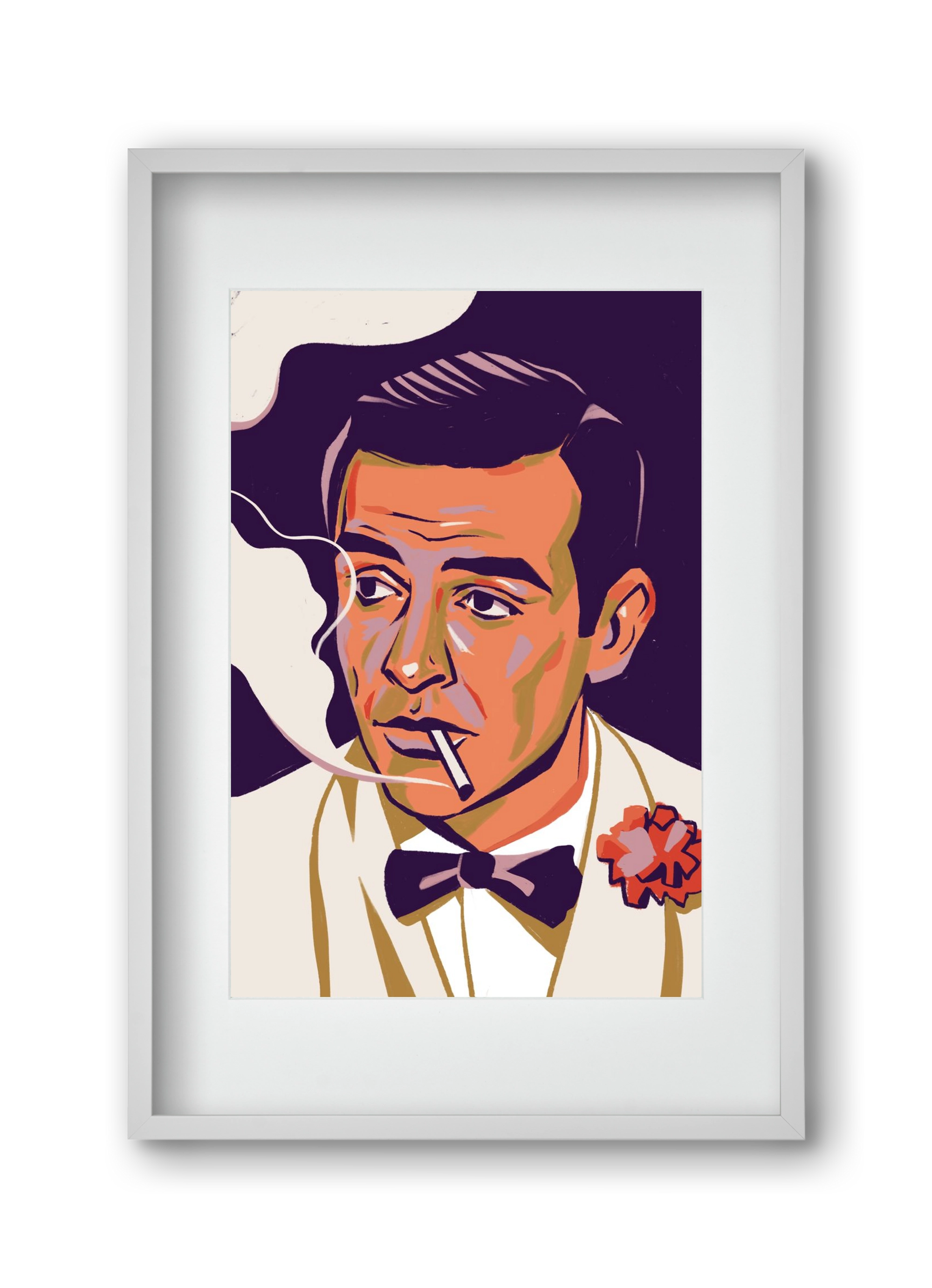 Sean Connery, 30x45 cm (20x30 cm), Fehér keret, paszpartuval