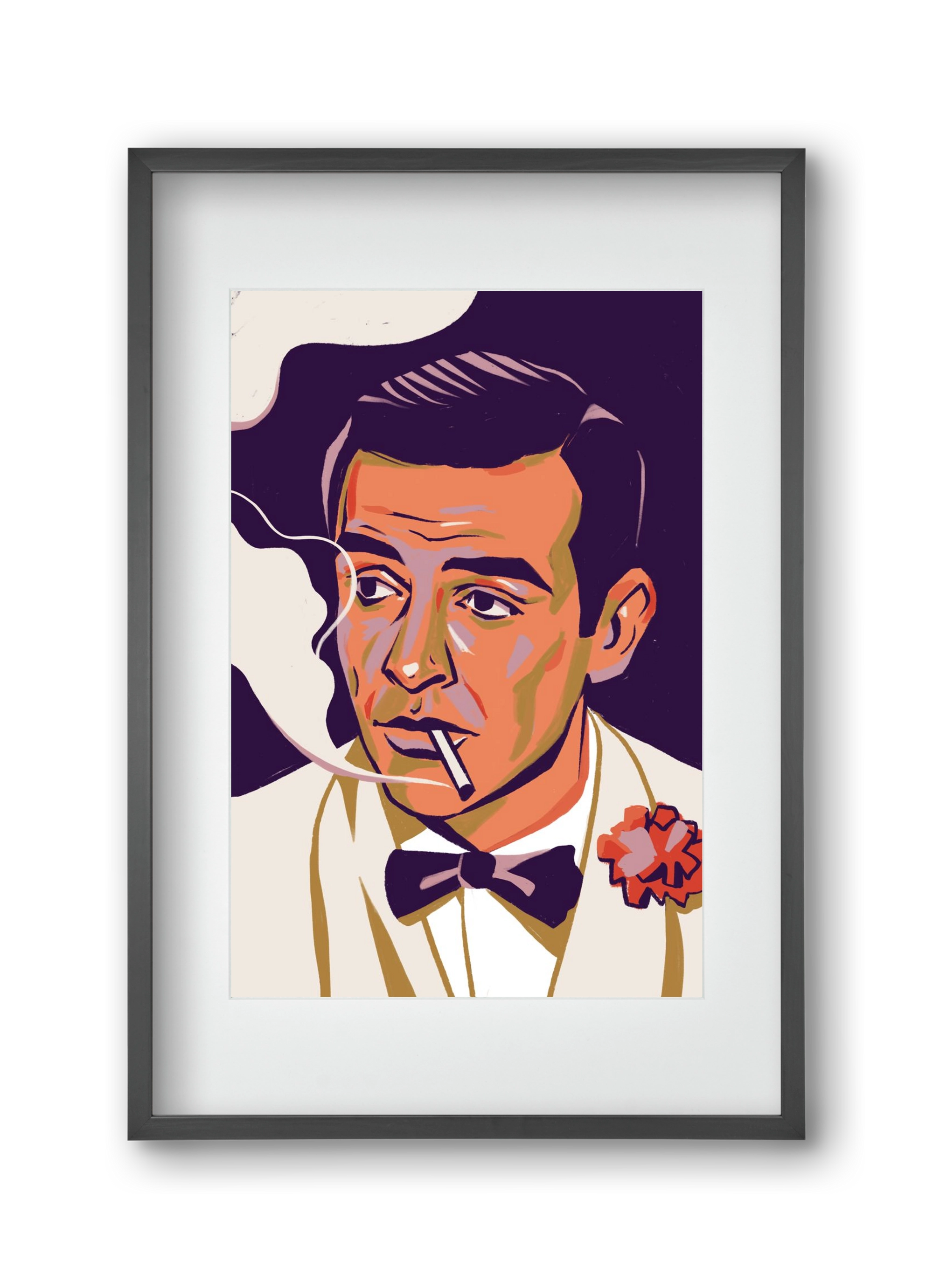 Sean Connery, 30x45 cm (20x30 cm), Fekete keret, paszpartuval