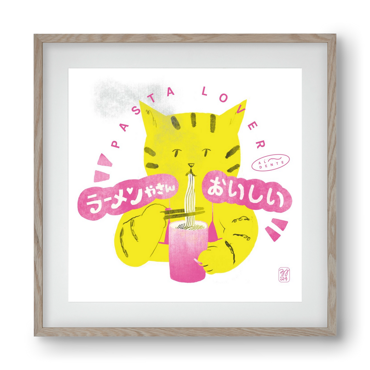 Pasta Cat, 40x40 cm (30x30 cm), Tölgy keret, paszpartuval