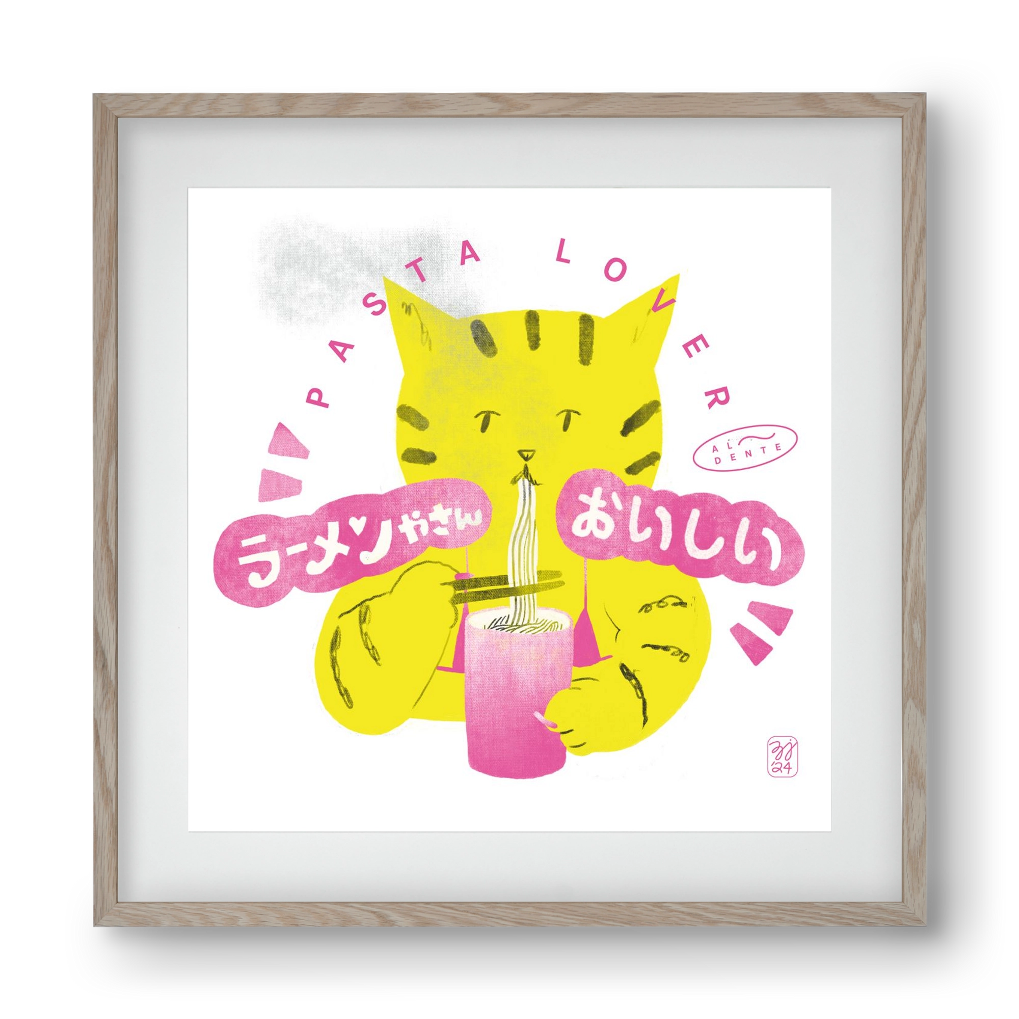 Pasta Cat, 40x40 cm (30x30 cm), Tölgy keret, paszpartuval