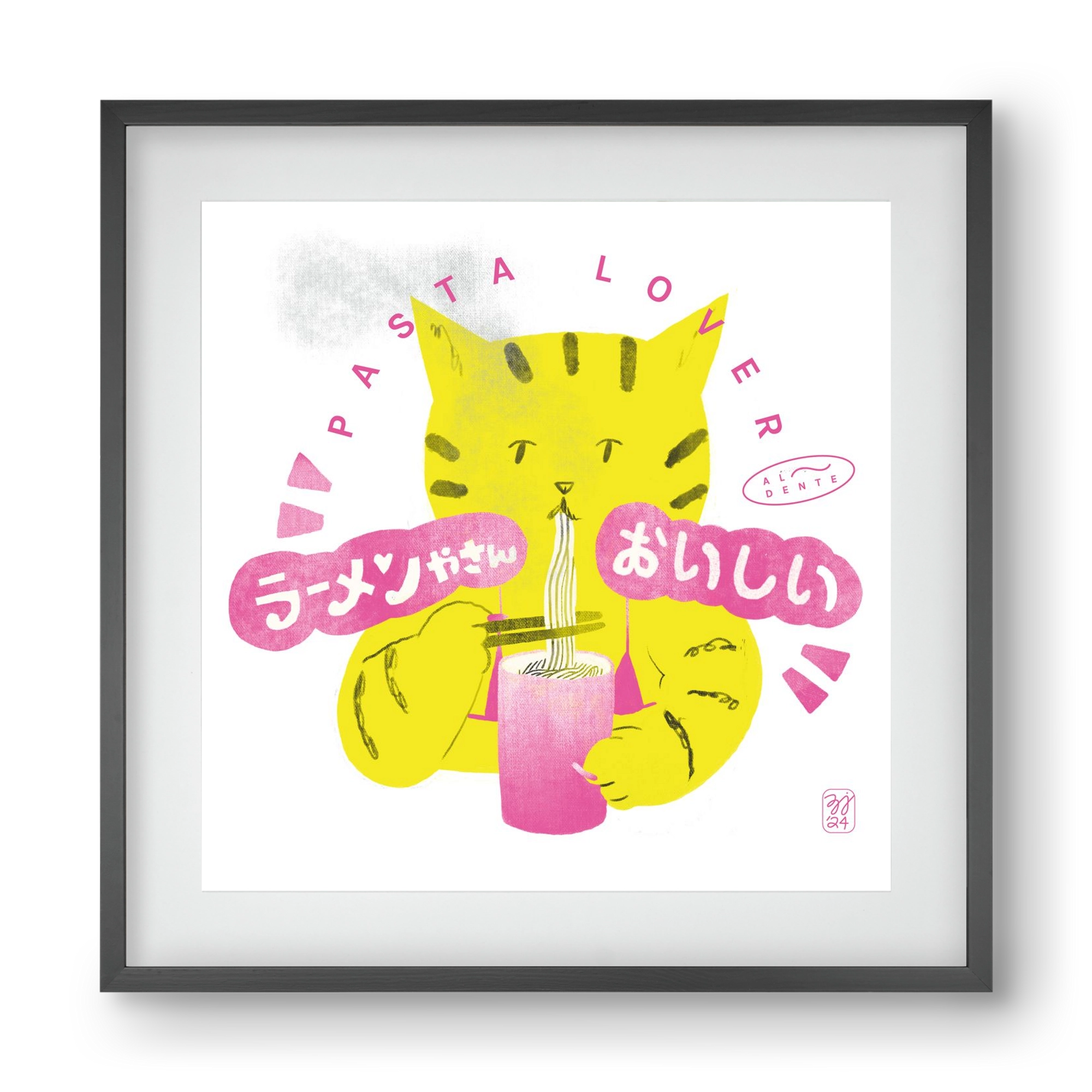 Pasta Cat, 40x40 cm (30x30 cm), Fekete keret, paszpartuval