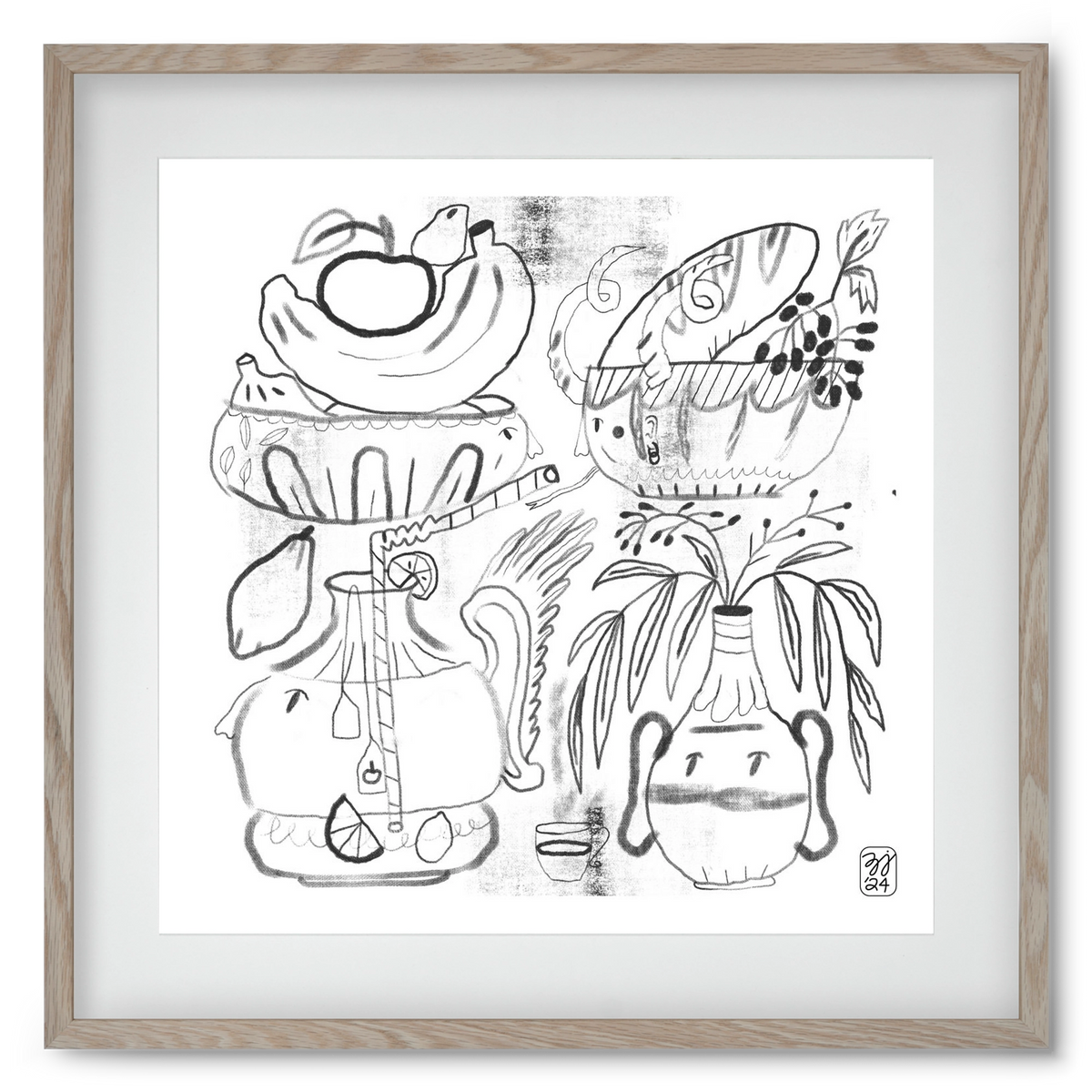 Special Guests, 50x50 cm (40x40 cm), Tölgy keret, paszpartuval