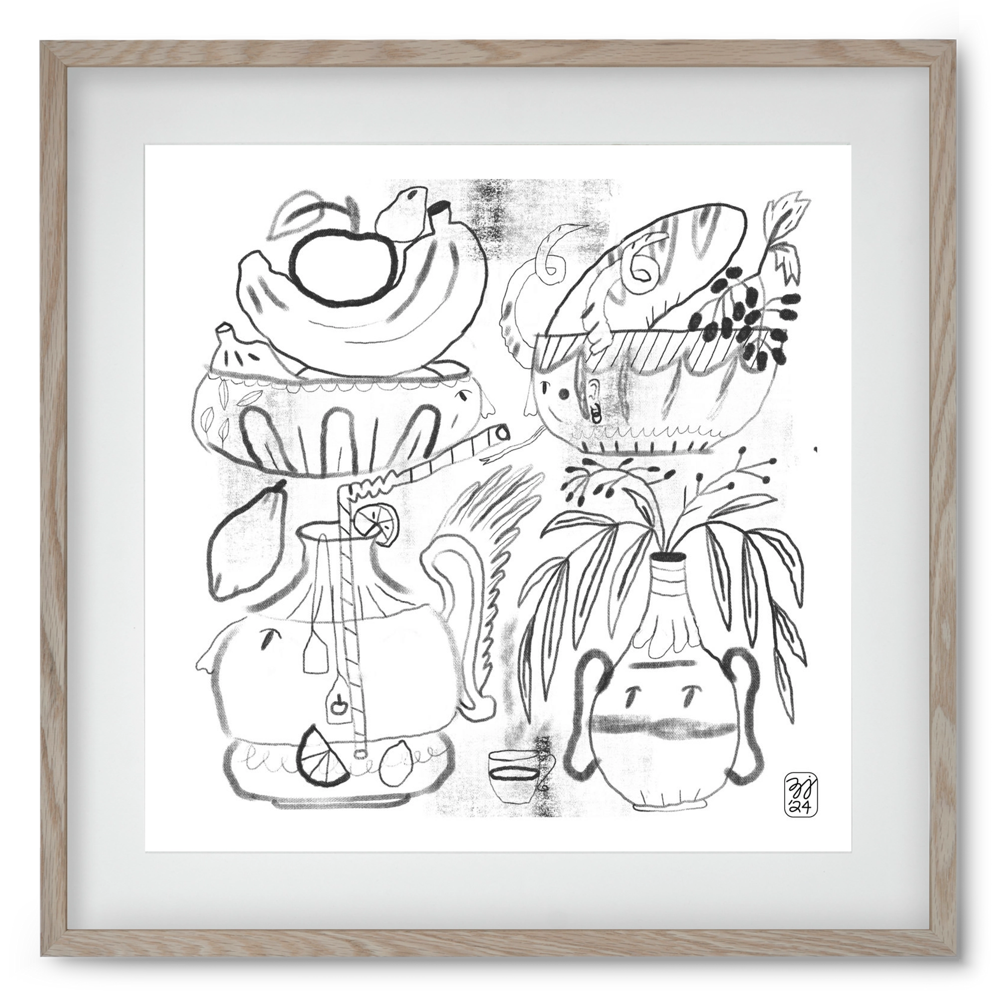 Special Guests, 50x50 cm (40x40 cm), Tölgy keret, paszpartuval