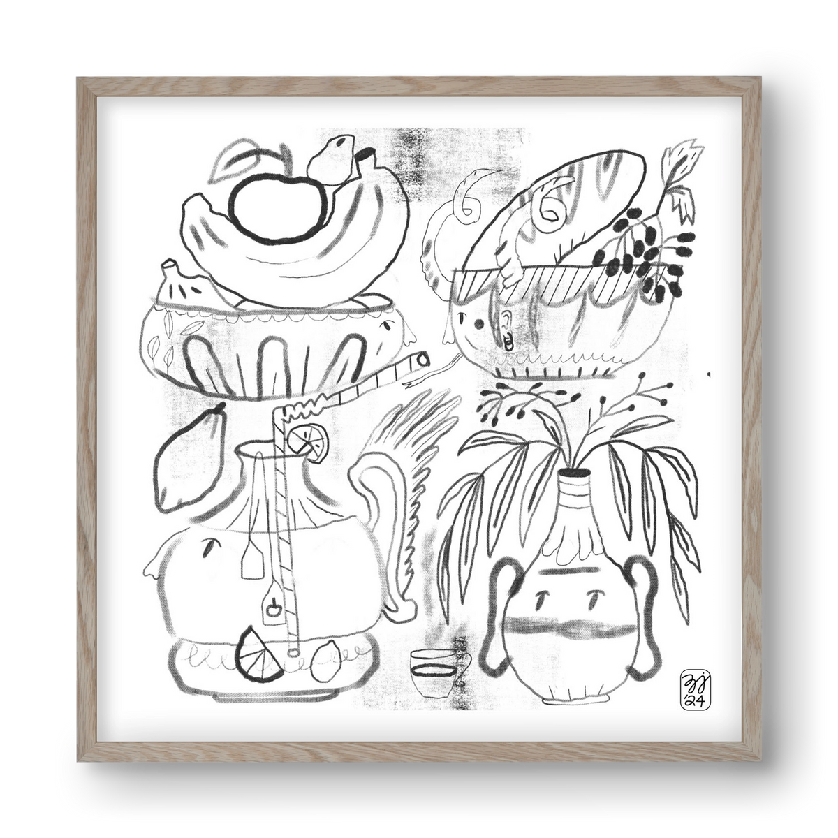 Special Guests, 40x40 cm (40x40 cm), Tölgy keret