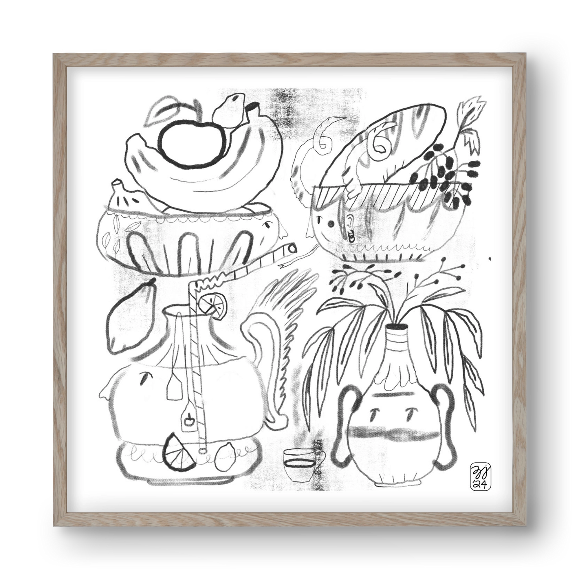 Special Guests, 40x40 cm (40x40 cm), Tölgy keret