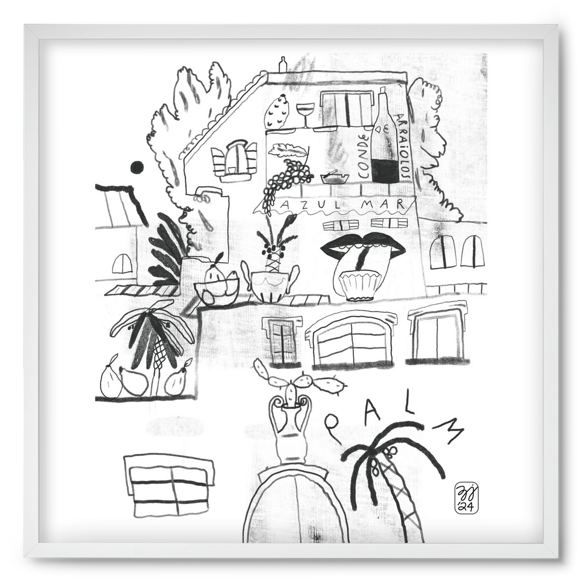 Azul Mar, 50x50 cm (50x50 cm), Fehér keret