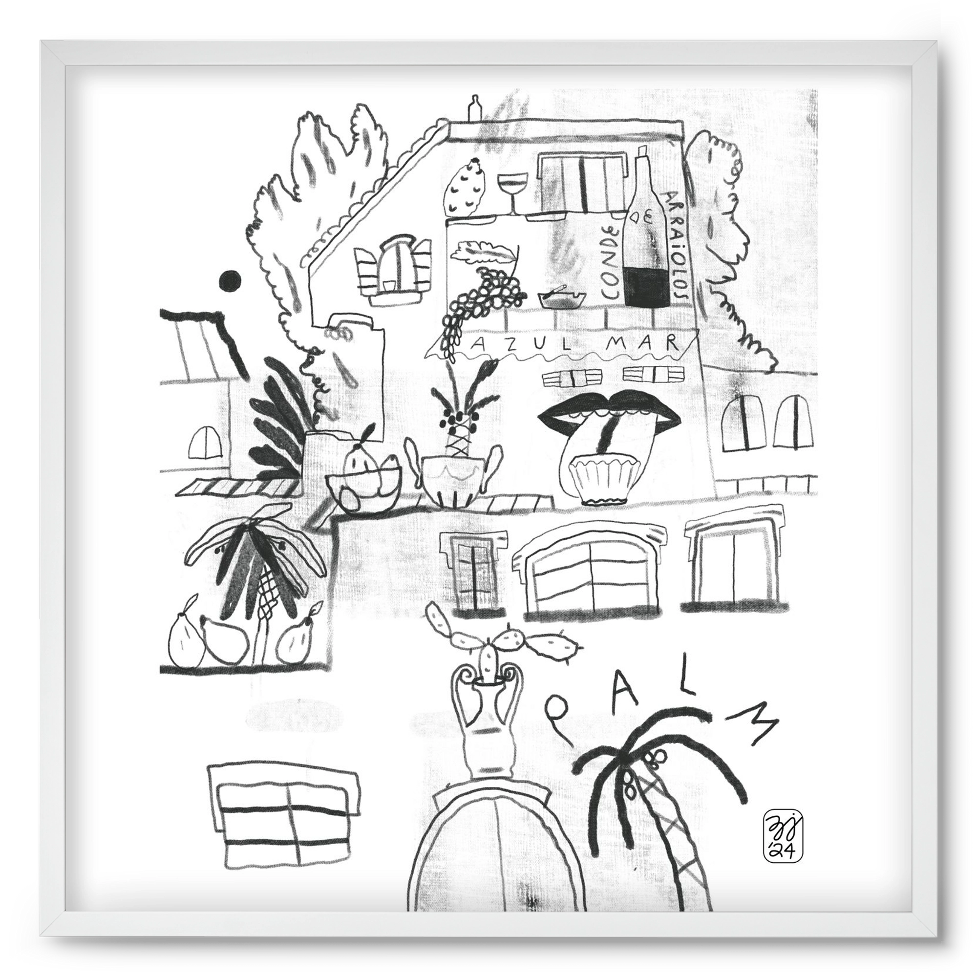 Azul Mar, 50x50 cm (50x50 cm), Fehér keret