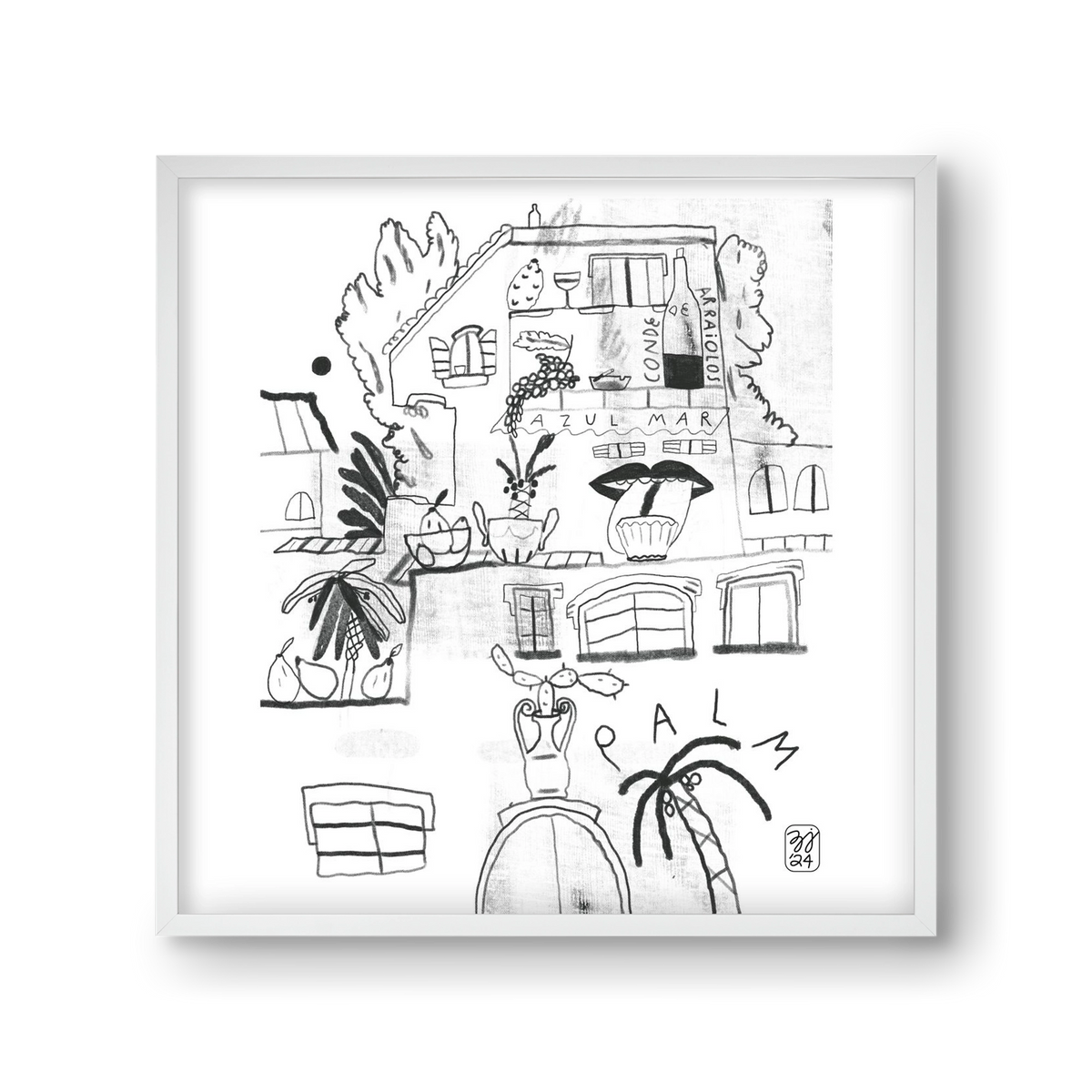 Azul Mar, 30x30 cm (30x30 cm), Fehér keret