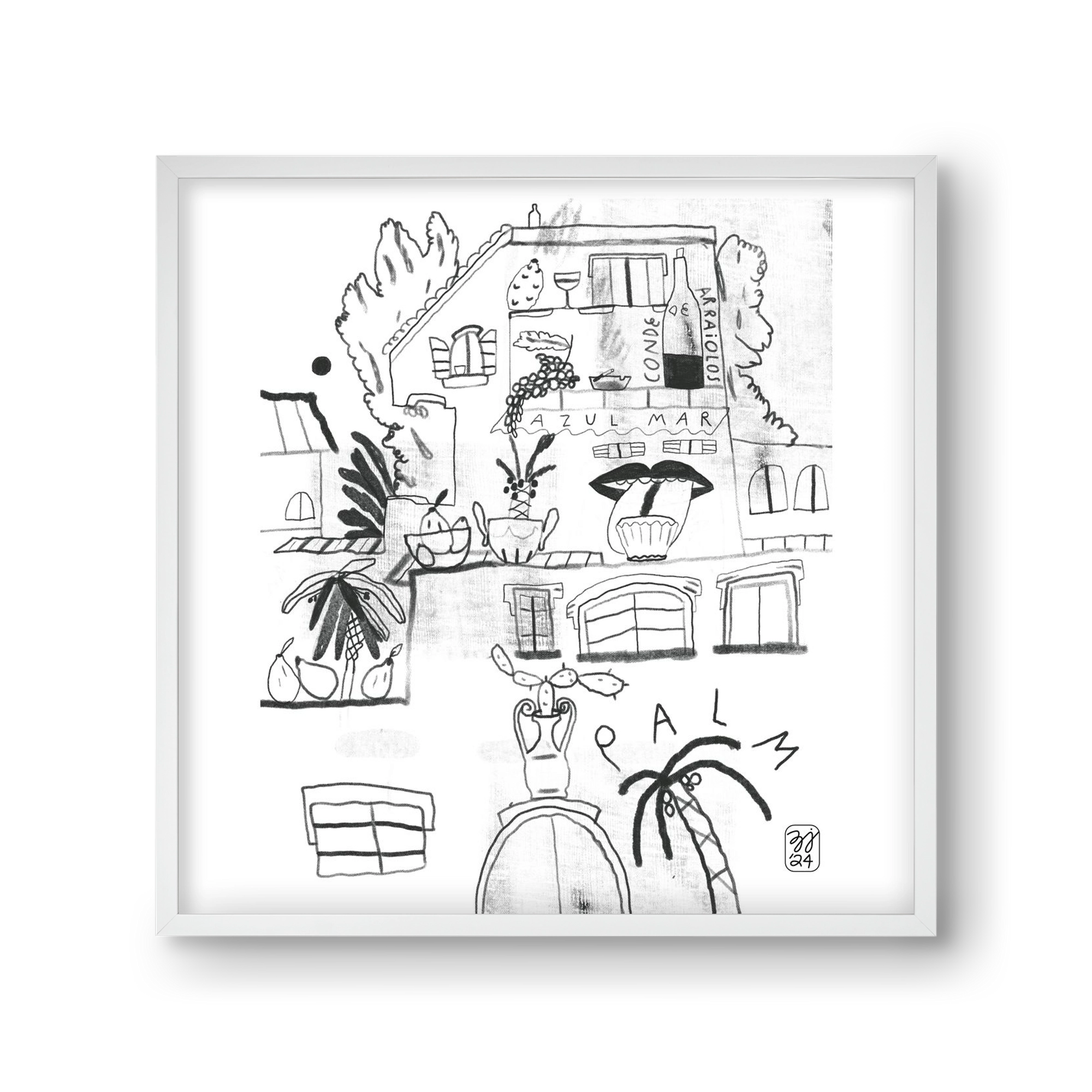 Azul Mar, 30x30 cm (30x30 cm), Fehér keret