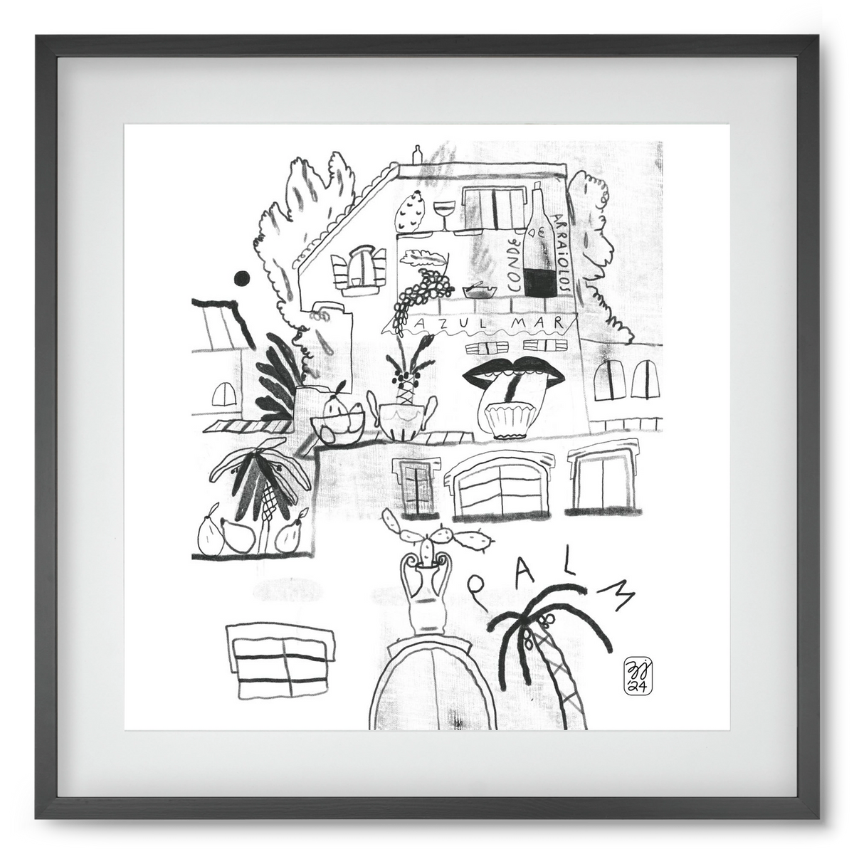 Azul Mar, 50x50 cm (40x40 cm), Fekete keret, paszpartuval