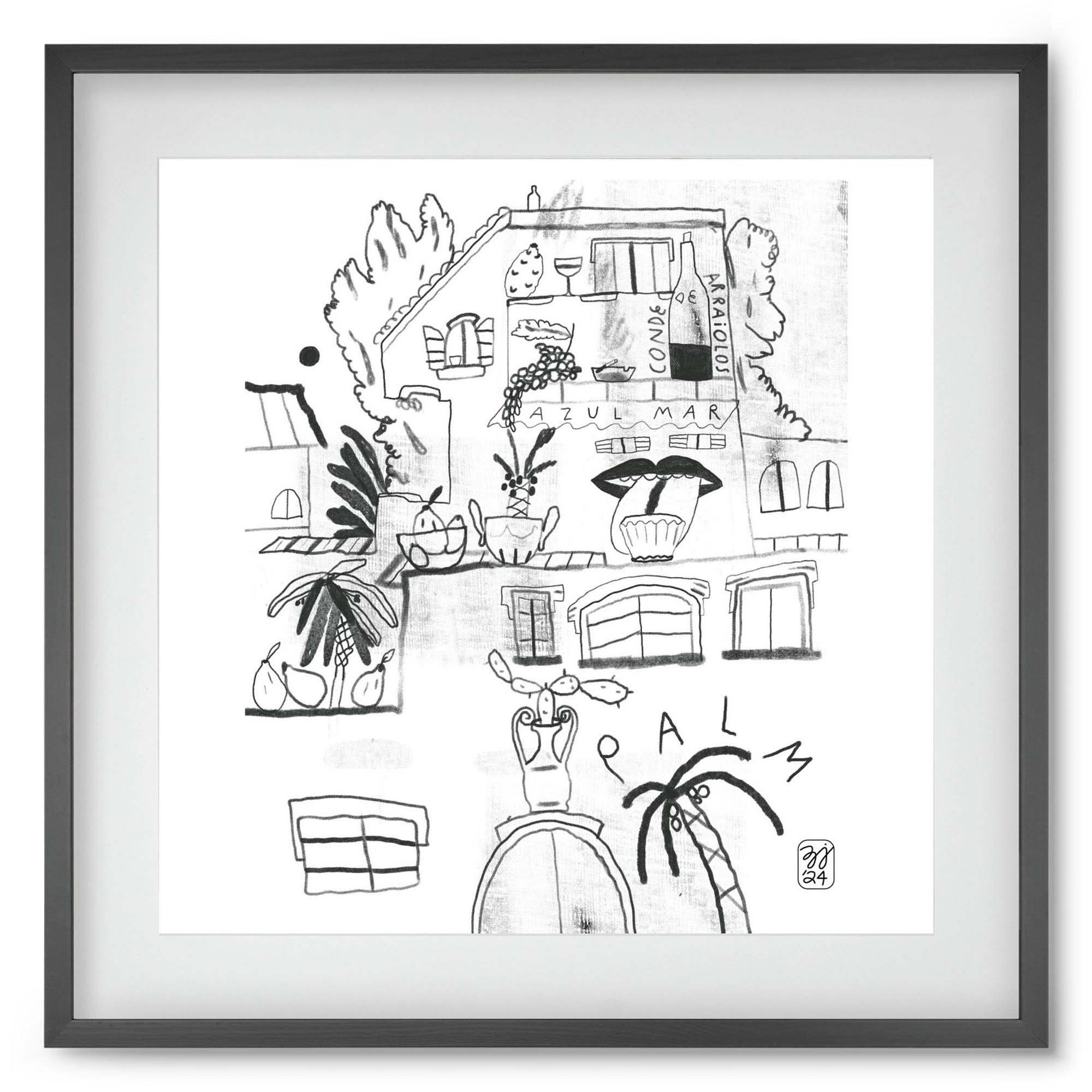 Azul Mar, 50x50 cm (40x40 cm), Fekete keret, paszpartuval