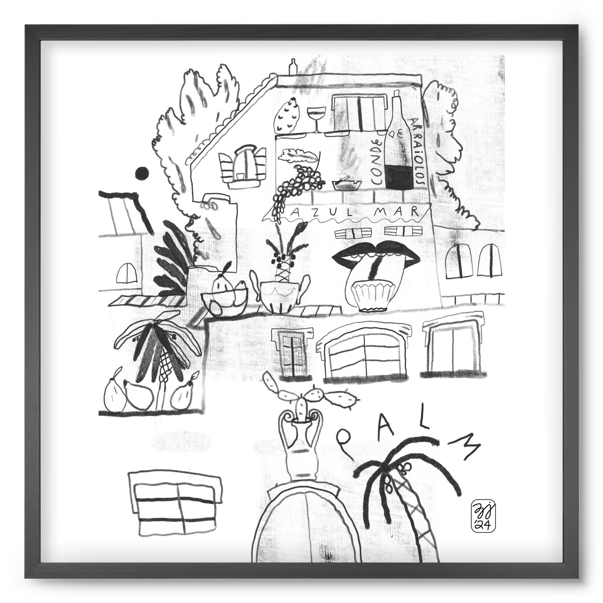 Azul Mar, 50x50 cm (50x50 cm), Fekete keret