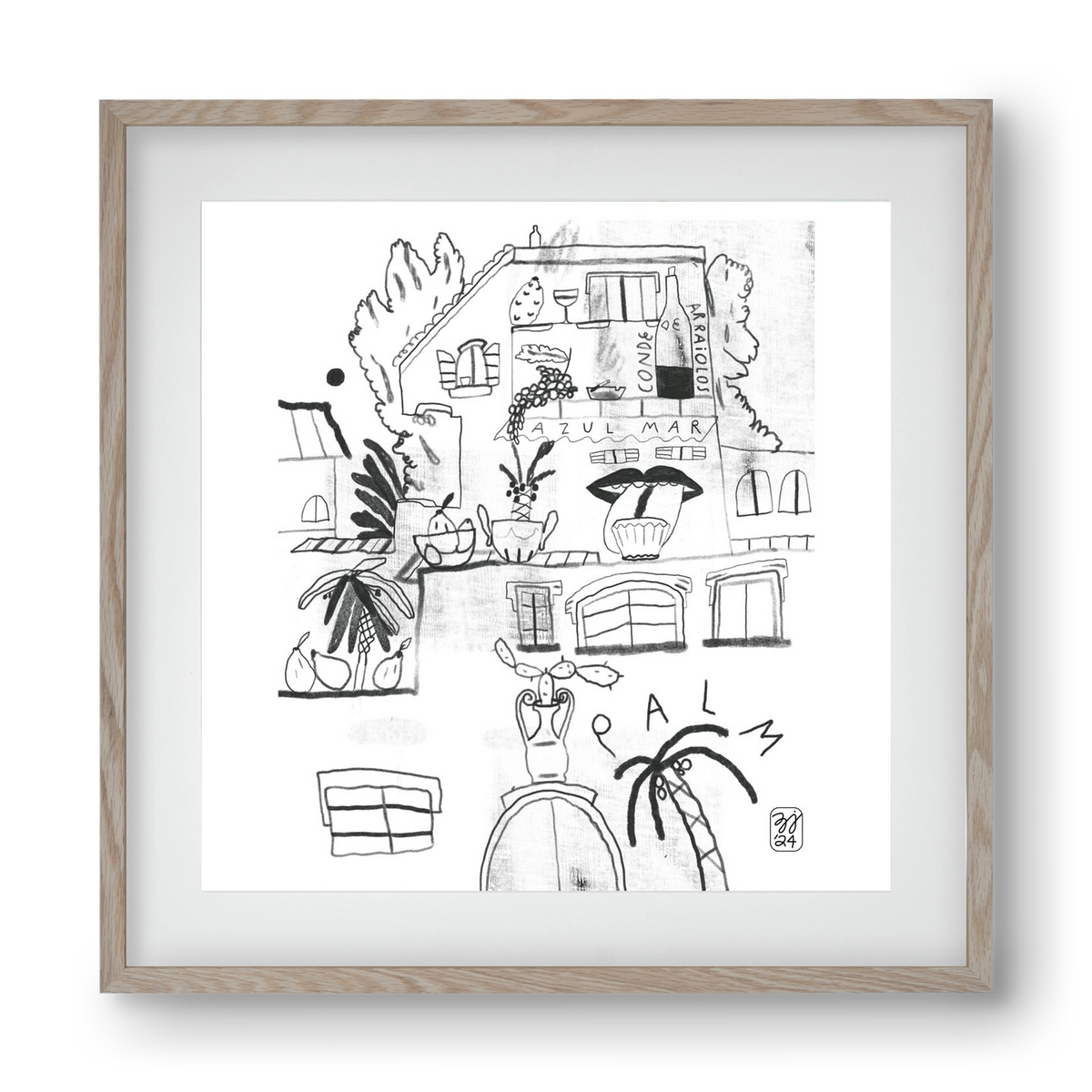 Azul Mar, 40x40 cm (30x30 cm), Tölgy keret, paszpartuval