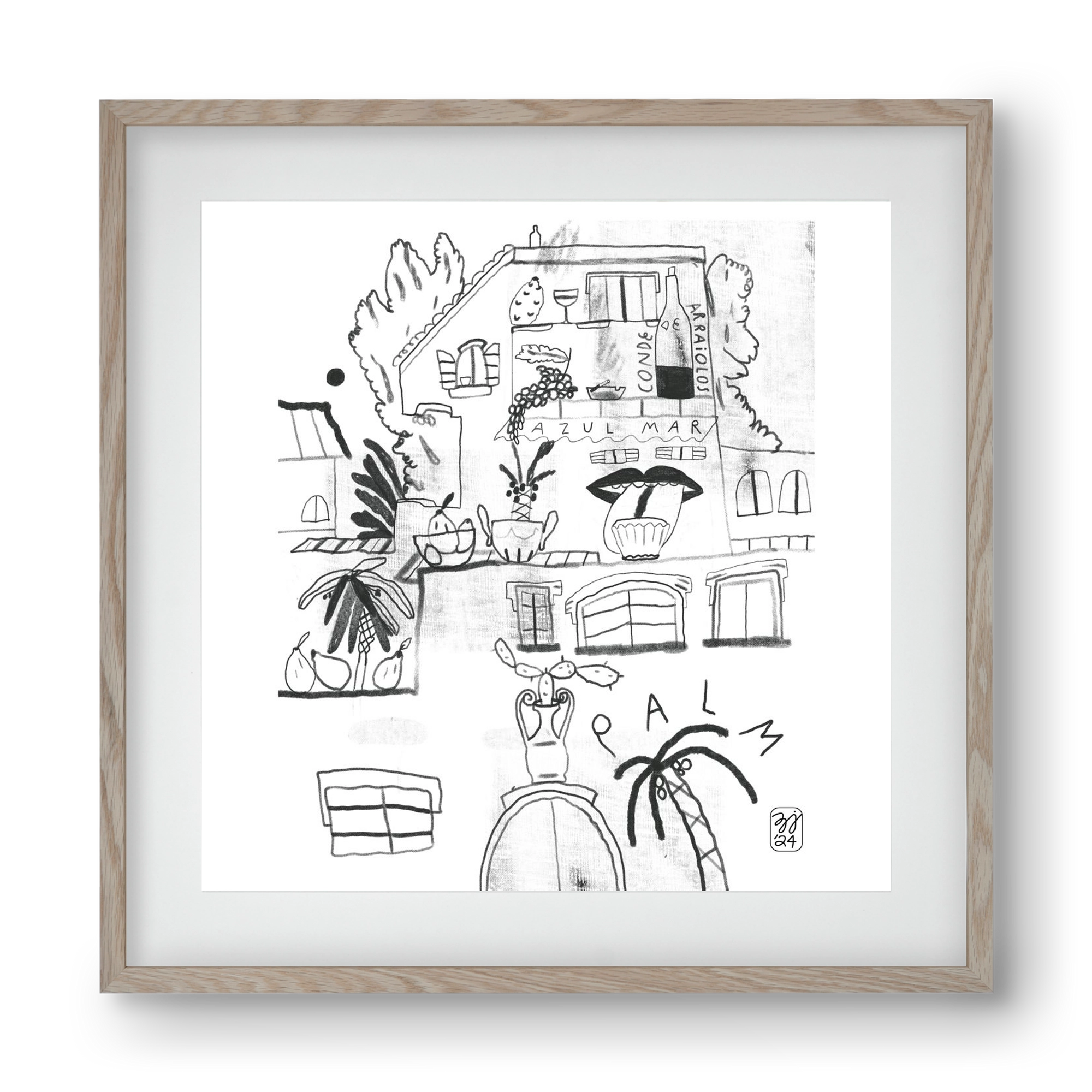 Azul Mar, 40x40 cm (30x30 cm), Tölgy keret, paszpartuval