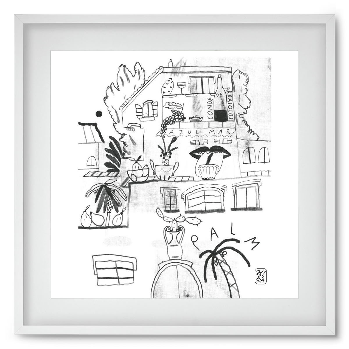 Azul Mar, 50x50 cm (40x40 cm), Fehér keret, paszpartuval