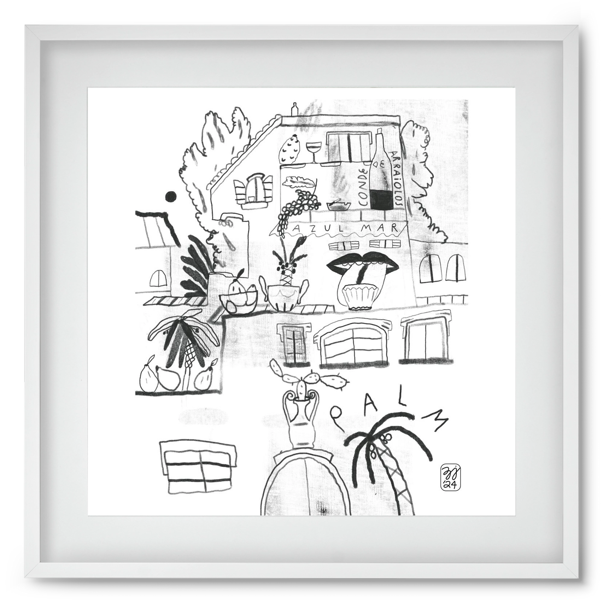 Azul Mar, 50x50 cm (40x40 cm), Fehér keret, paszpartuval