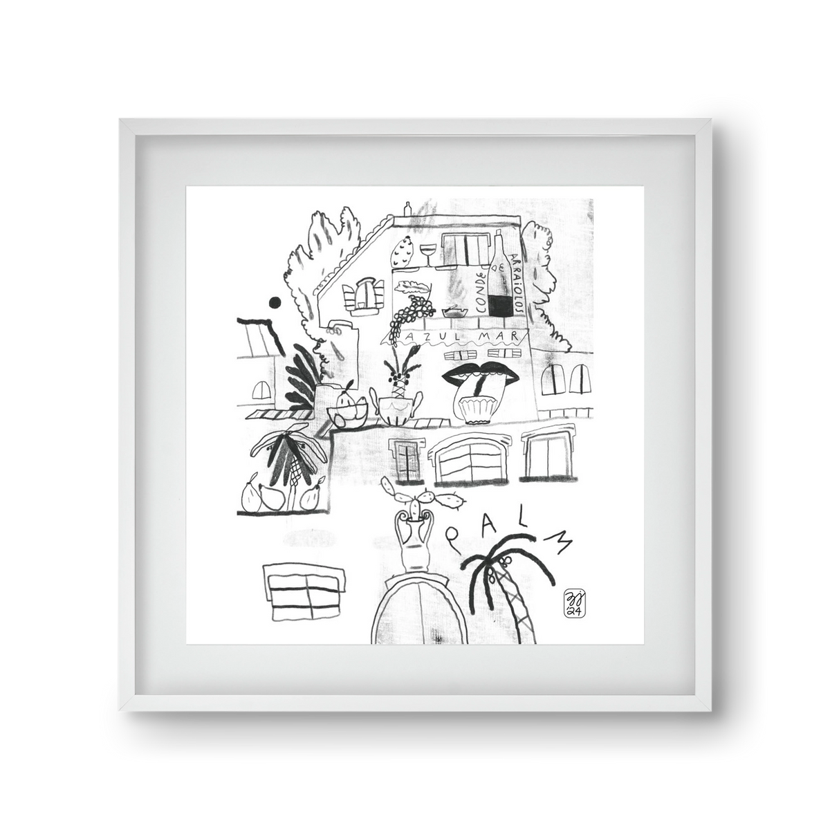 Azul Mar, 30x30 cm (20x20 cm), Fehér keret, paszpartuval