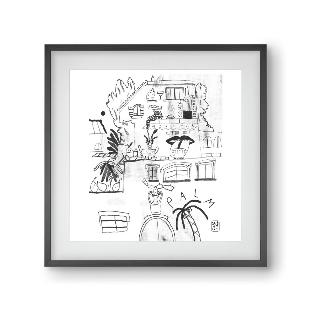 Azul Mar, 30x30 cm (20x20 cm), Fekete keret, paszpartuval