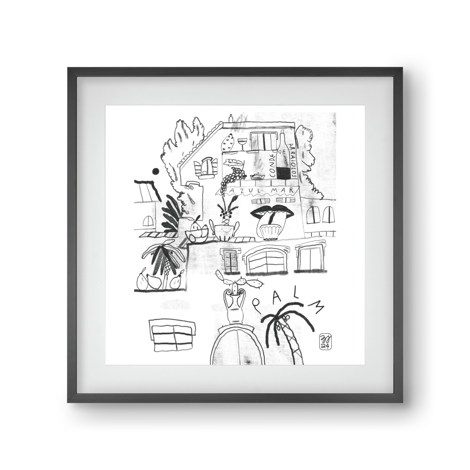 Azul Mar, 30x30 cm (20x20 cm), Fekete keret, paszpartuval