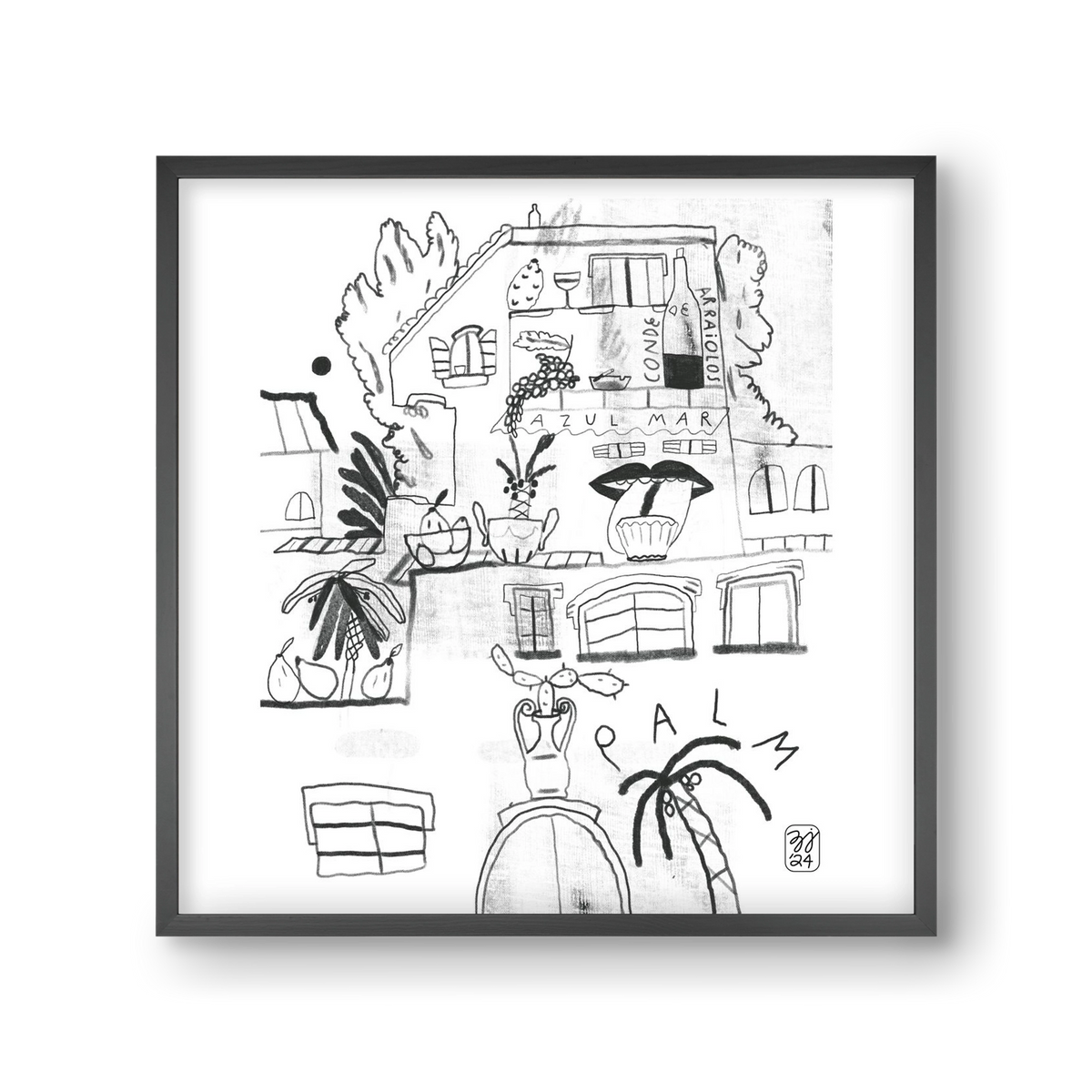 Azul Mar, 30x30 cm (30x30 cm), Fekete keret