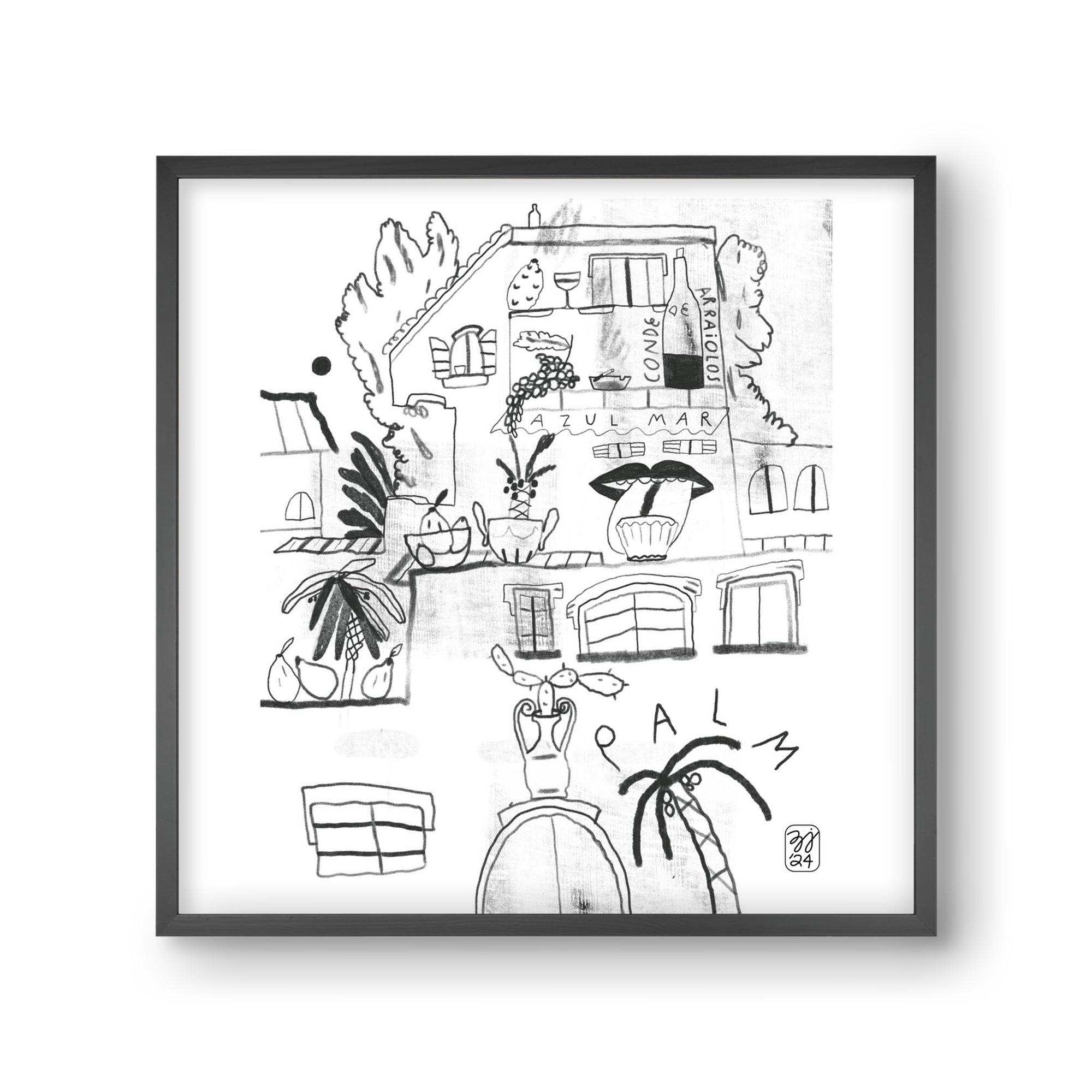 Azul Mar, 30x30 cm (30x30 cm), Fekete keret