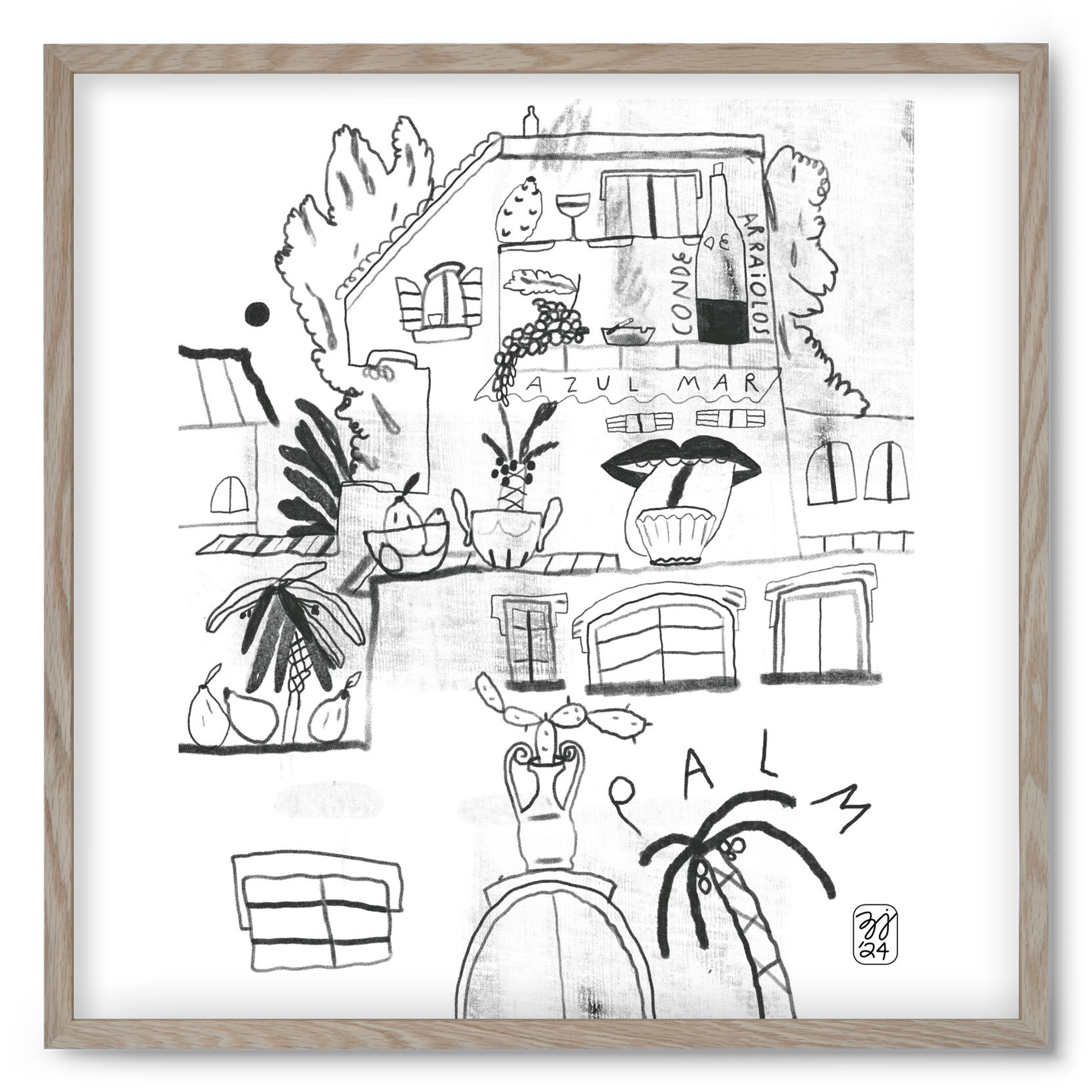 Azul Mar, 50x50 cm (50x50 cm), Tölgy keret