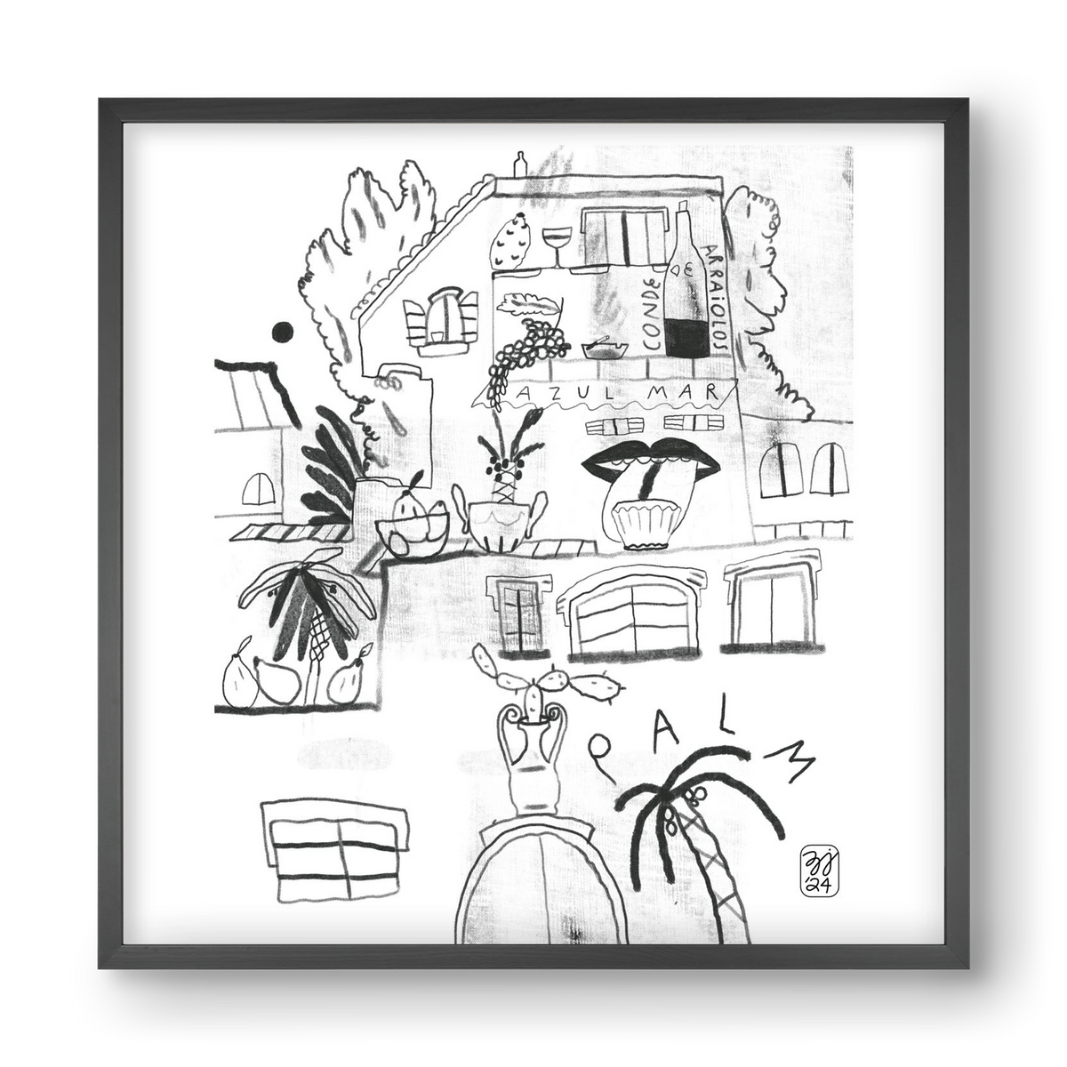 Azul Mar, 40x40 cm (40x40 cm), Fekete keret