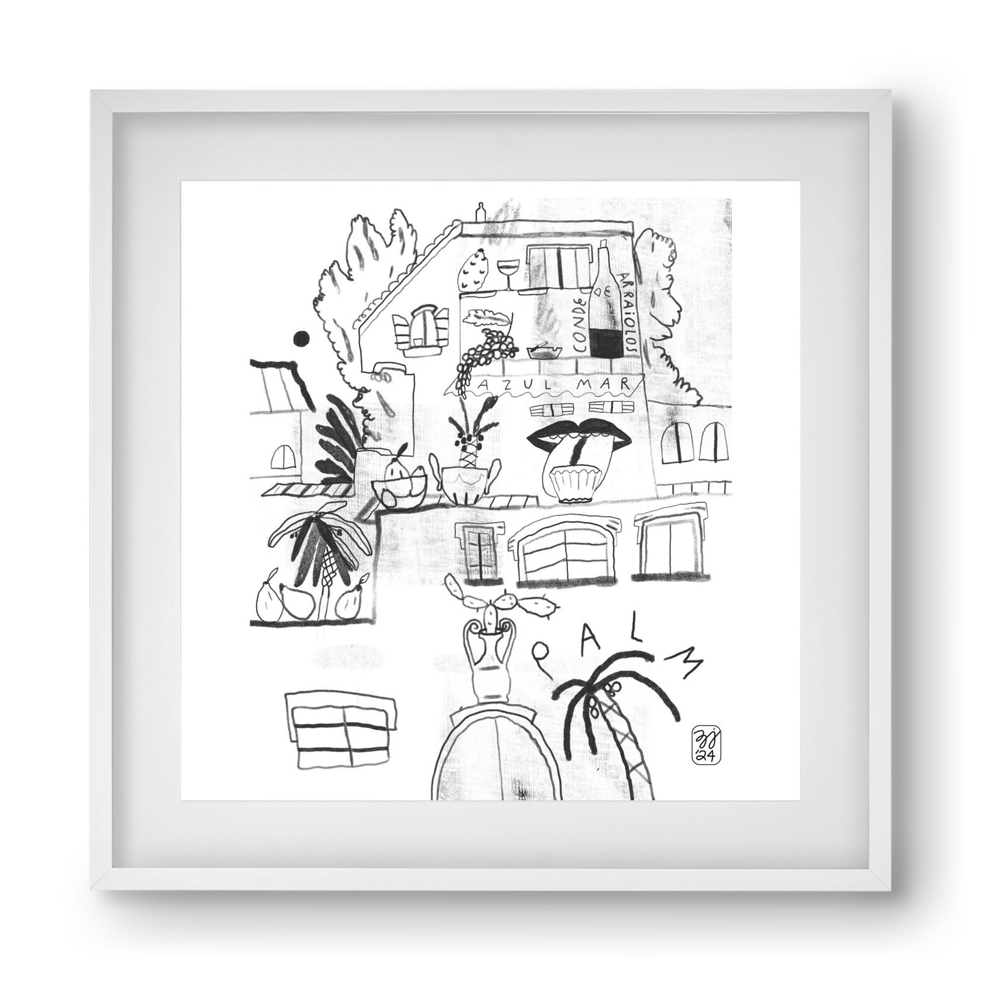 Azul Mar, 40x40 cm (30x30 cm), Fehér keret, paszpartuval