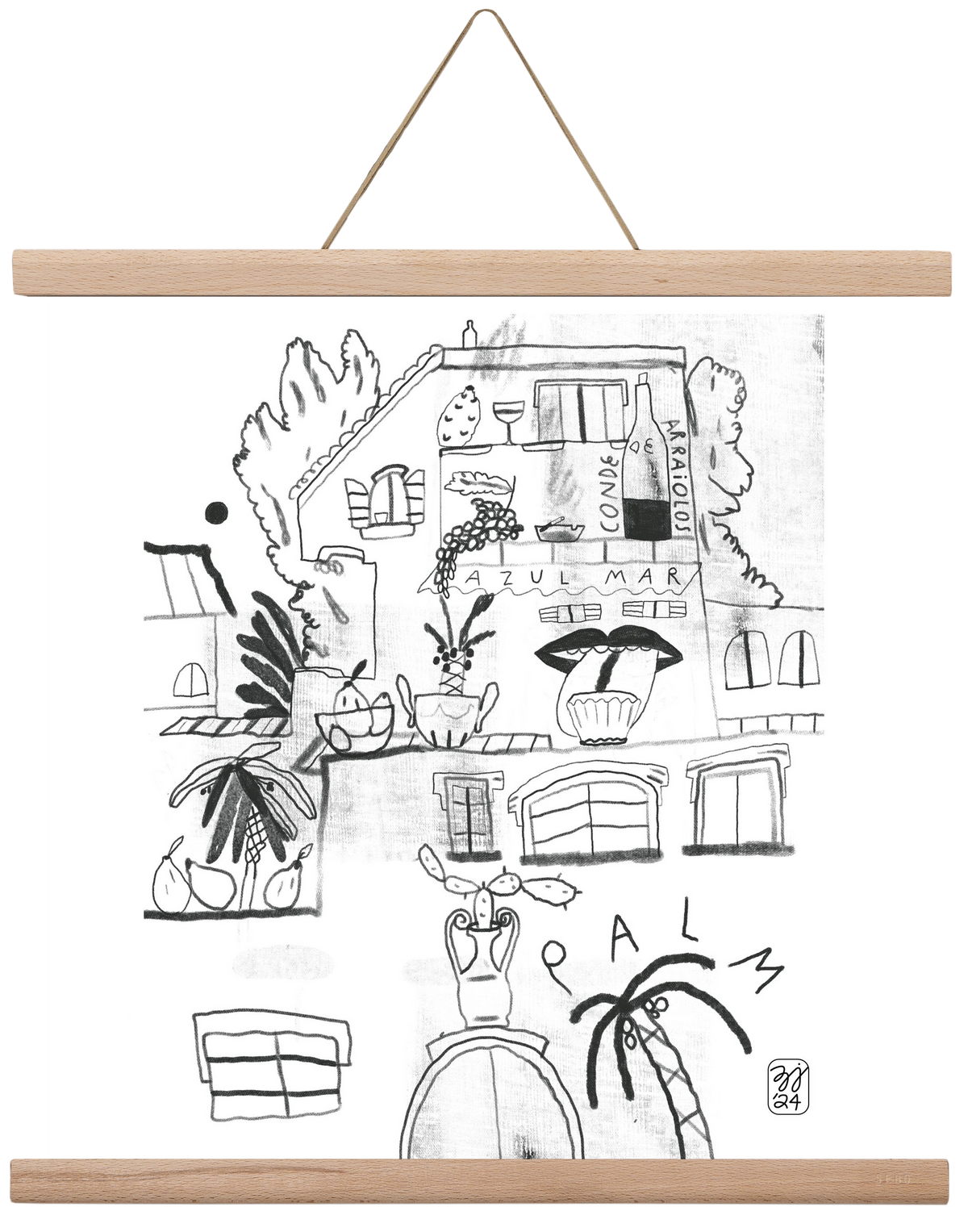 Azul Mar, 40x40 cm (40x40 cm), Tölgy akasztó