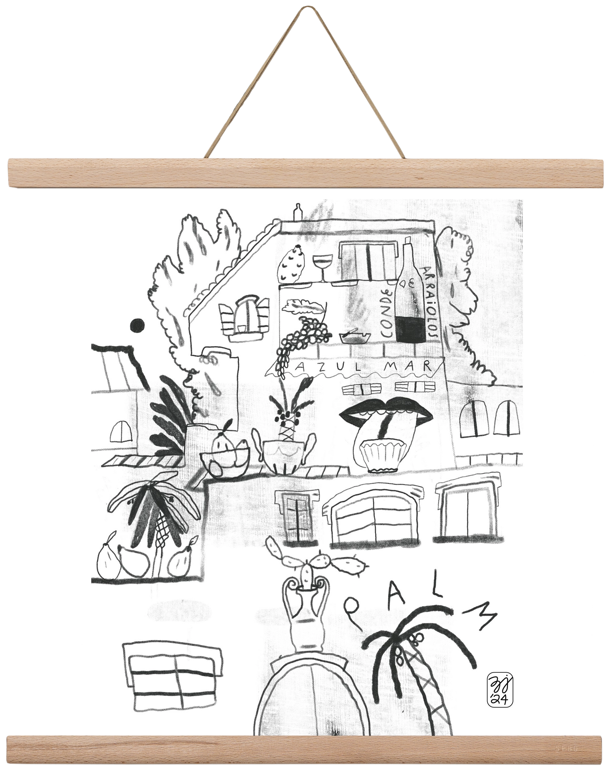 Azul Mar, 40x40 cm (40x40 cm), Tölgy akasztó