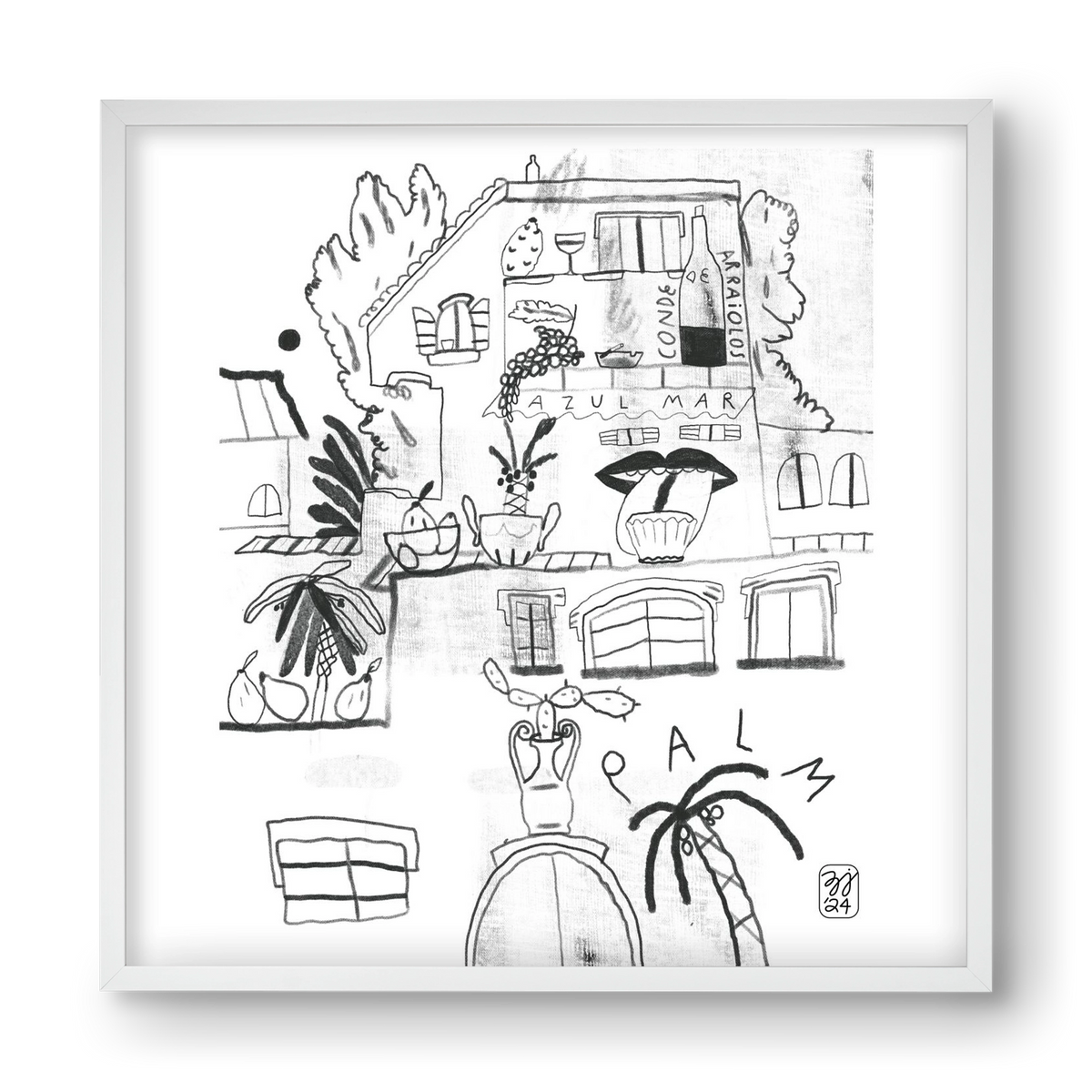 Azul Mar, 40x40 cm (40x40 cm), Fehér keret