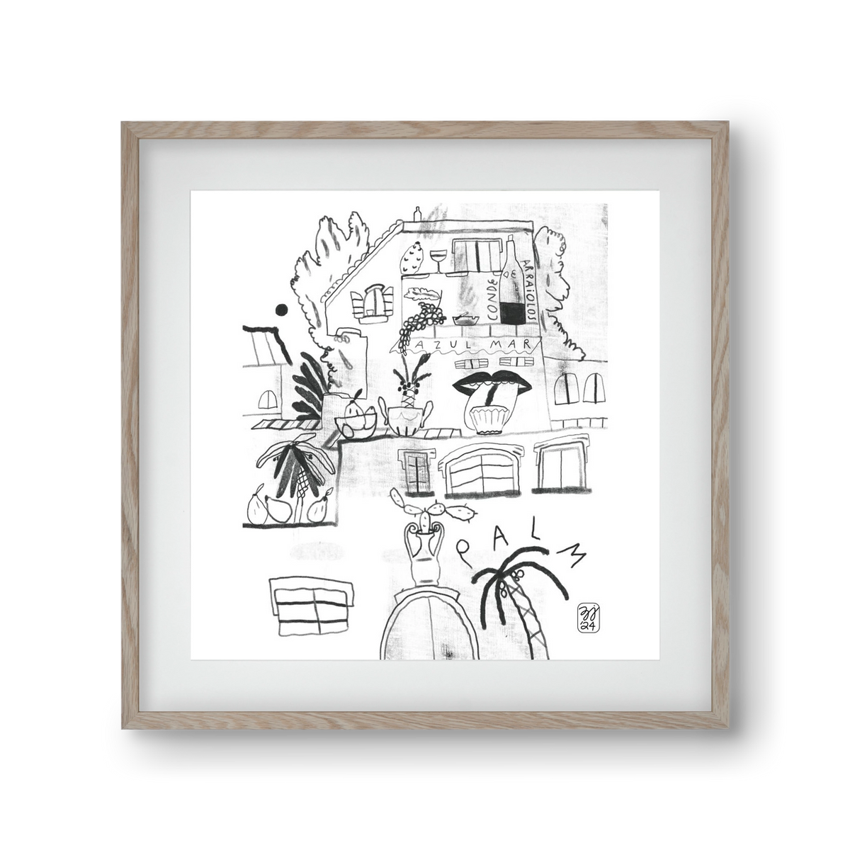 Azul Mar, 30x30 cm (20x20 cm), Tölgy keret, paszpartuval