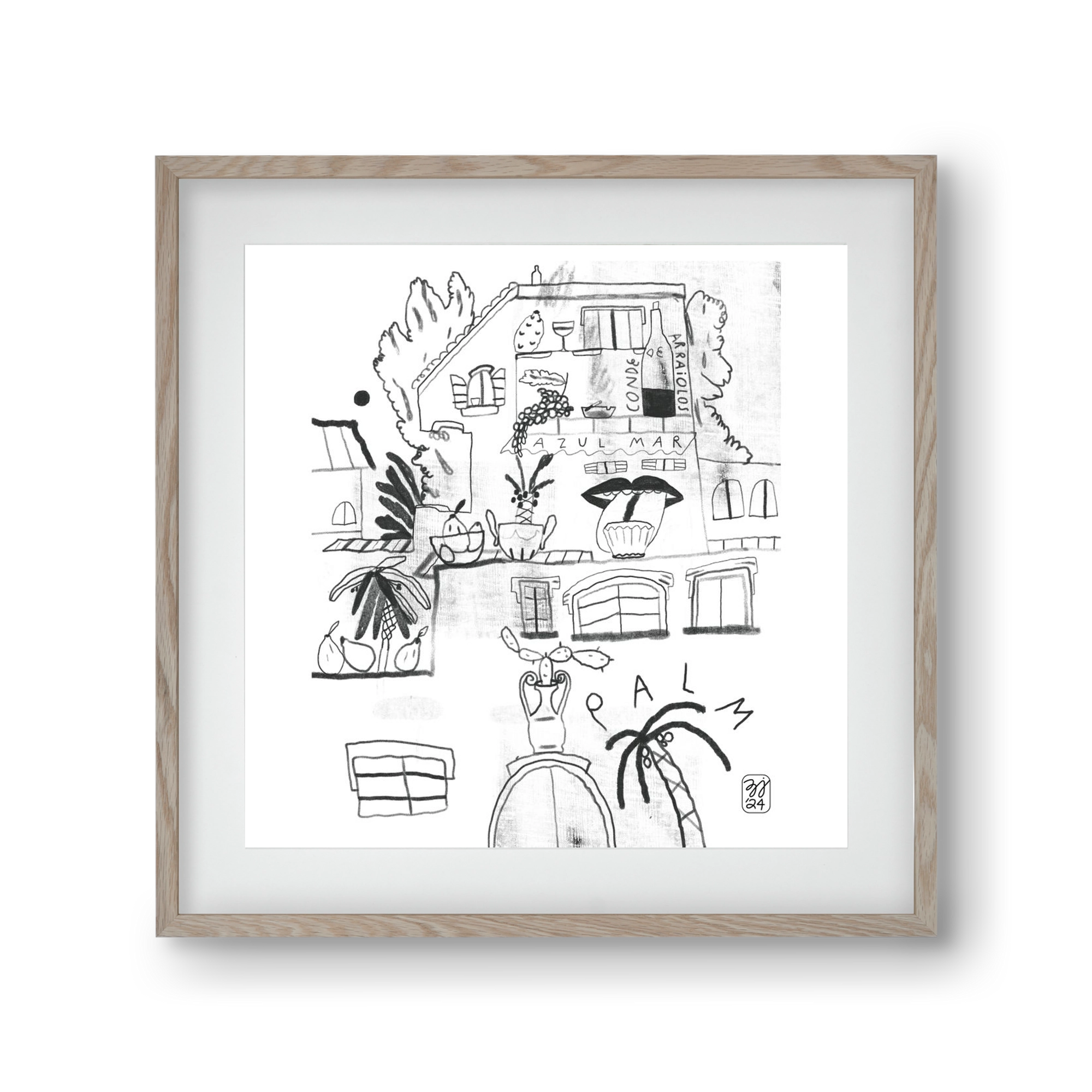 Azul Mar, 30x30 cm (20x20 cm), Tölgy keret, paszpartuval