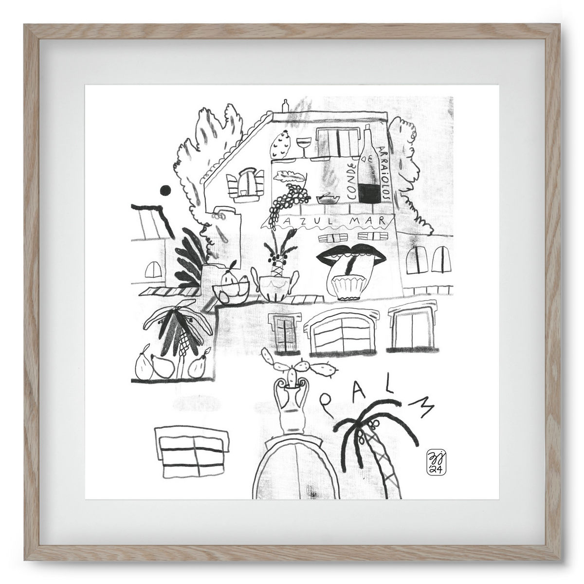 Azul Mar, 50x50 cm (40x40 cm), Tölgy keret, paszpartuval