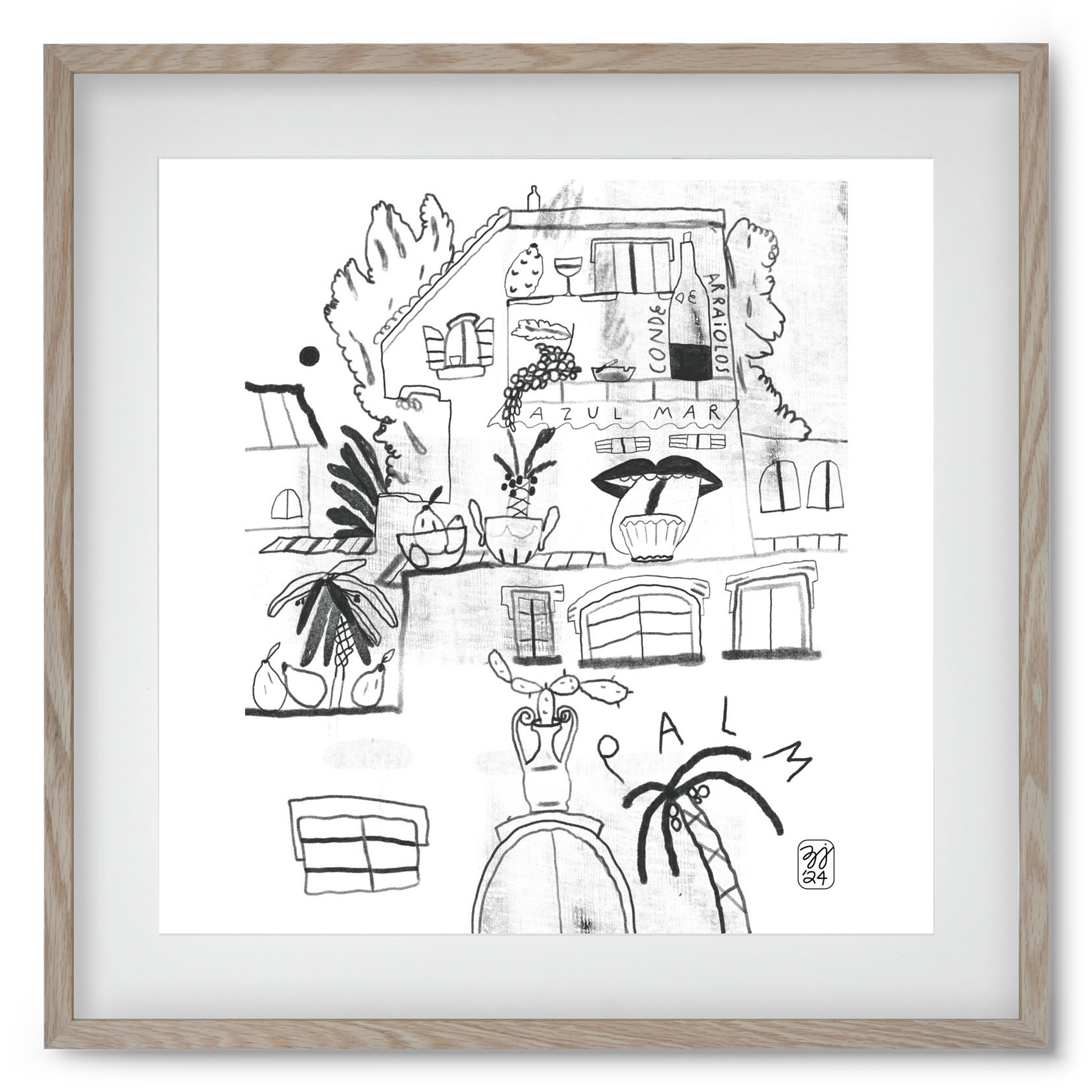 Azul Mar, 50x50 cm (40x40 cm), Tölgy keret, paszpartuval