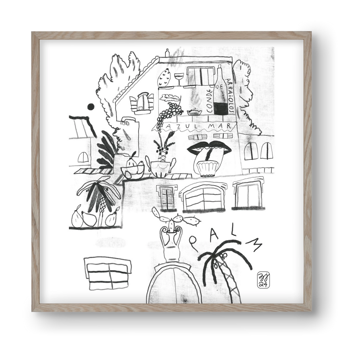 Azul Mar, 40x40 cm (40x40 cm), Tölgy keret