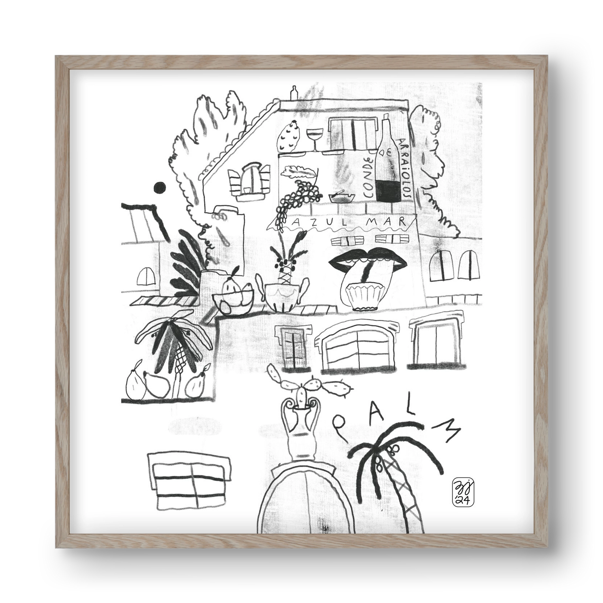 Azul Mar, 40x40 cm (40x40 cm), Tölgy keret