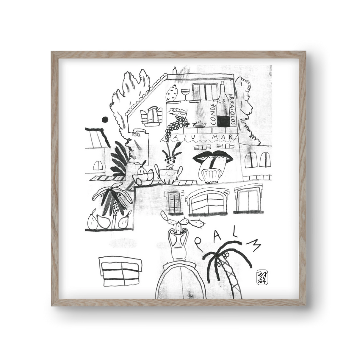 Azul Mar, 30x30 cm (30x30 cm), Tölgy keret