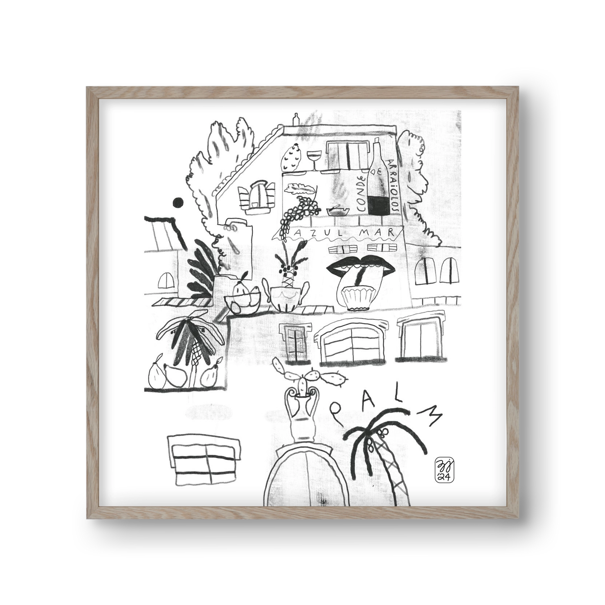 Azul Mar, 30x30 cm (30x30 cm), Tölgy keret