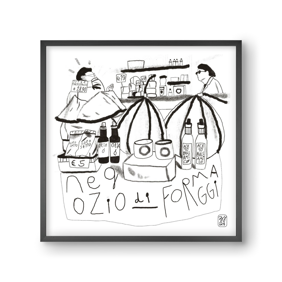 Negozio di Formaggi, 30x30 cm (30x30 cm), Fekete keret