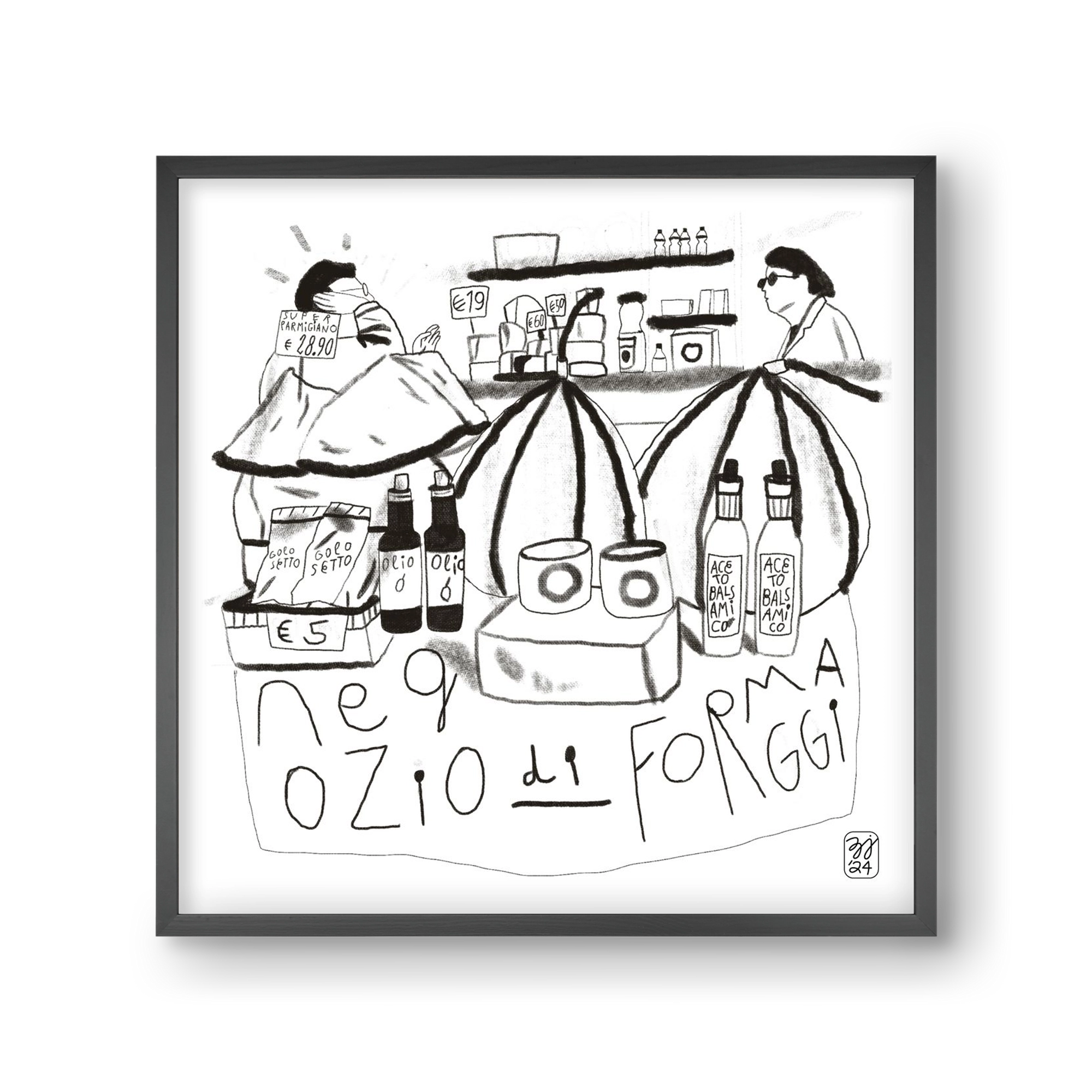 Negozio di Formaggi, 30x30 cm (30x30 cm), Fekete keret