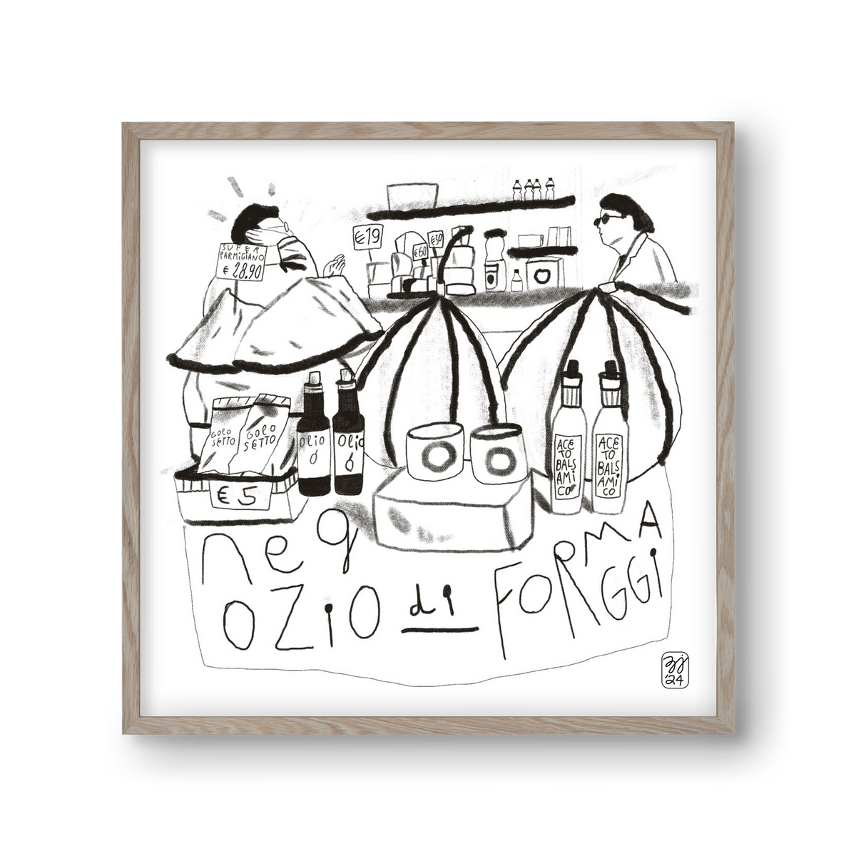 Negozio di Formaggi, 30x30 cm (30x30 cm), Tölgy keret