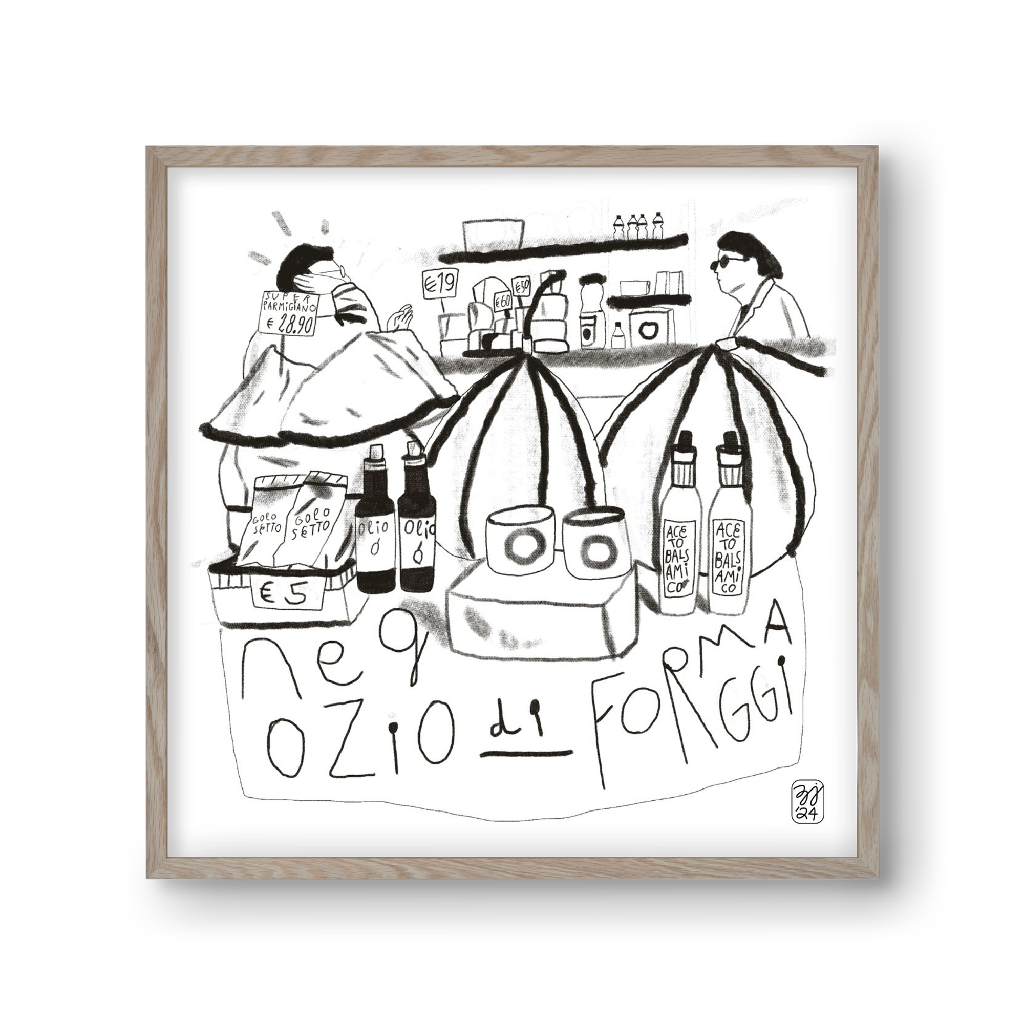 Negozio di Formaggi, 30x30 cm (30x30 cm), Tölgy keret