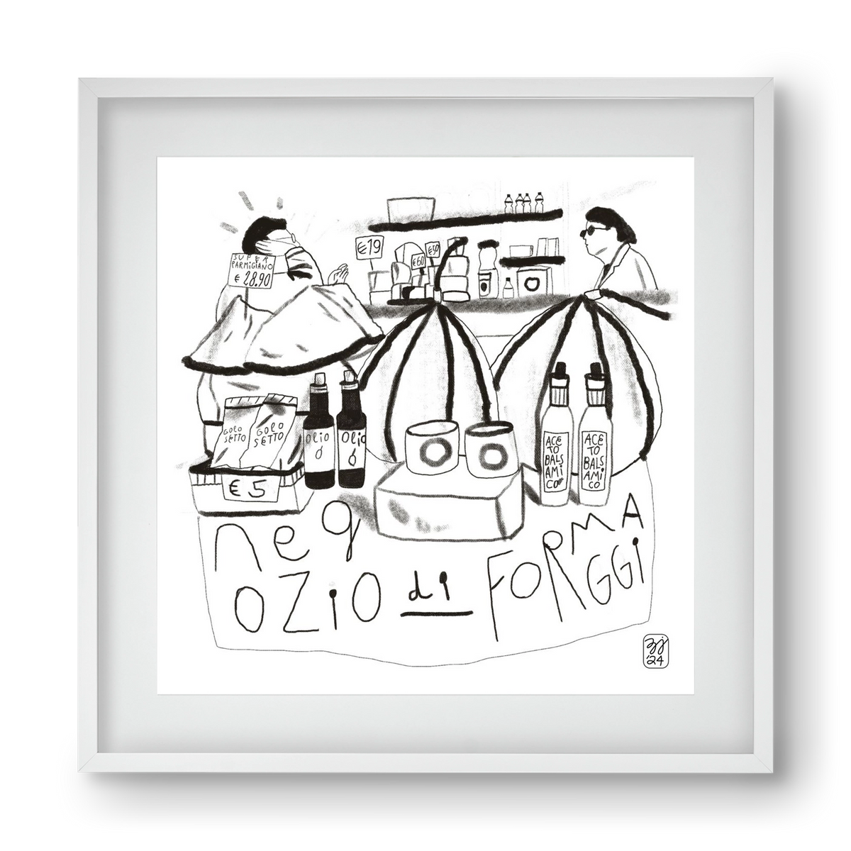 Negozio di Formaggi, 40x40 cm (30x30 cm), Fehér keret, paszpartuval