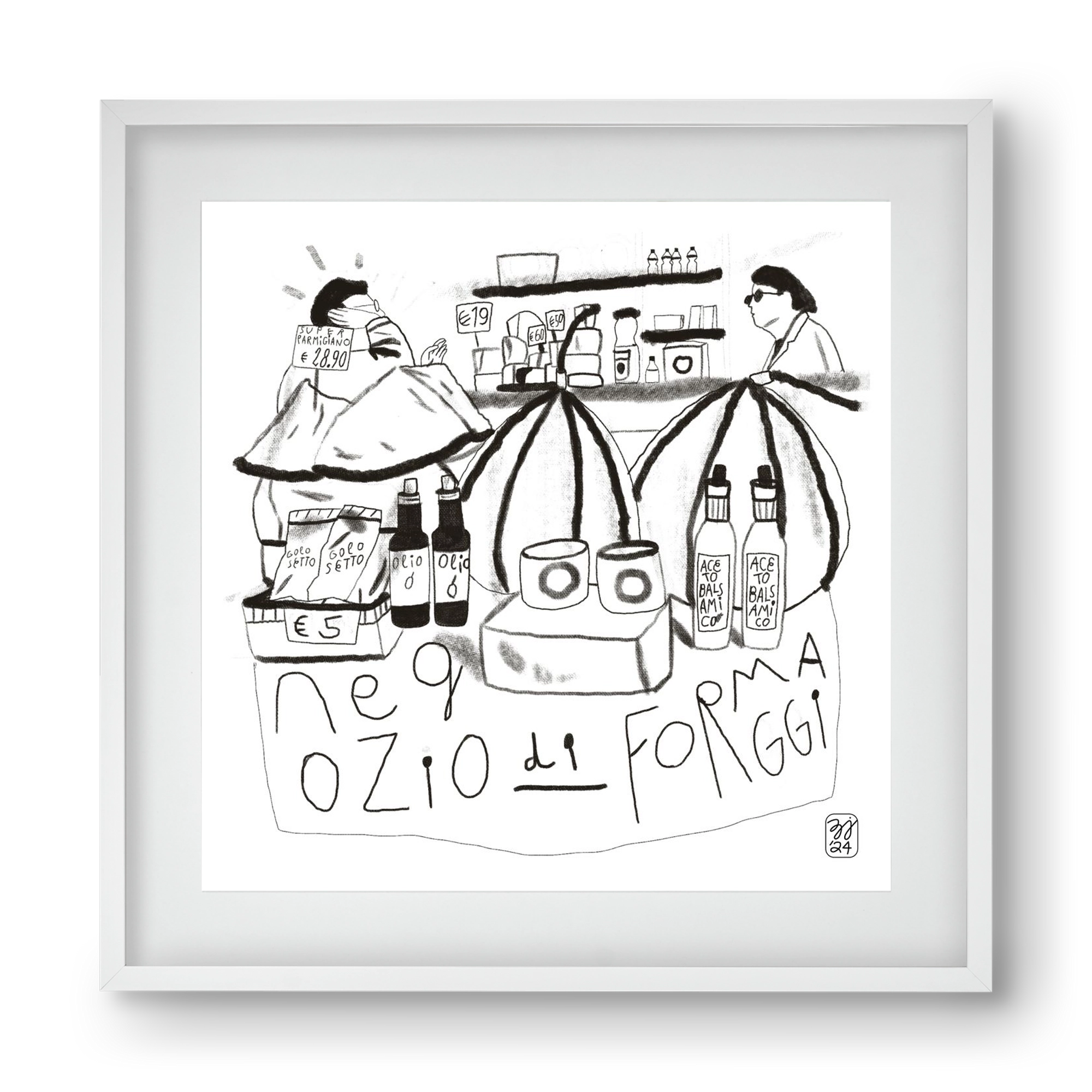 Negozio di Formaggi, 40x40 cm (30x30 cm), Fehér keret, paszpartuval