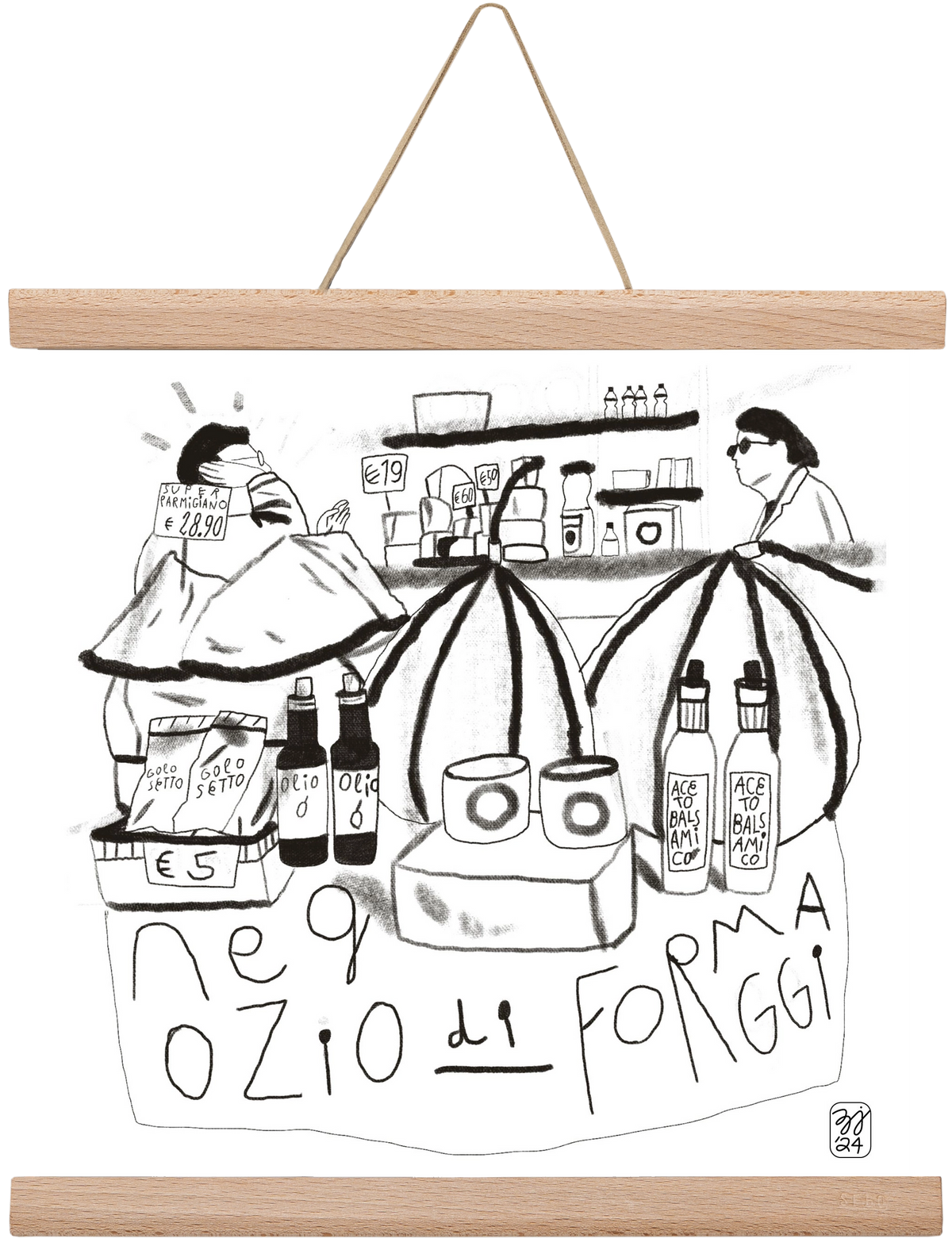 Negozio di Formaggi, 30x30 cm (30x30 cm), Tölgy akasztó